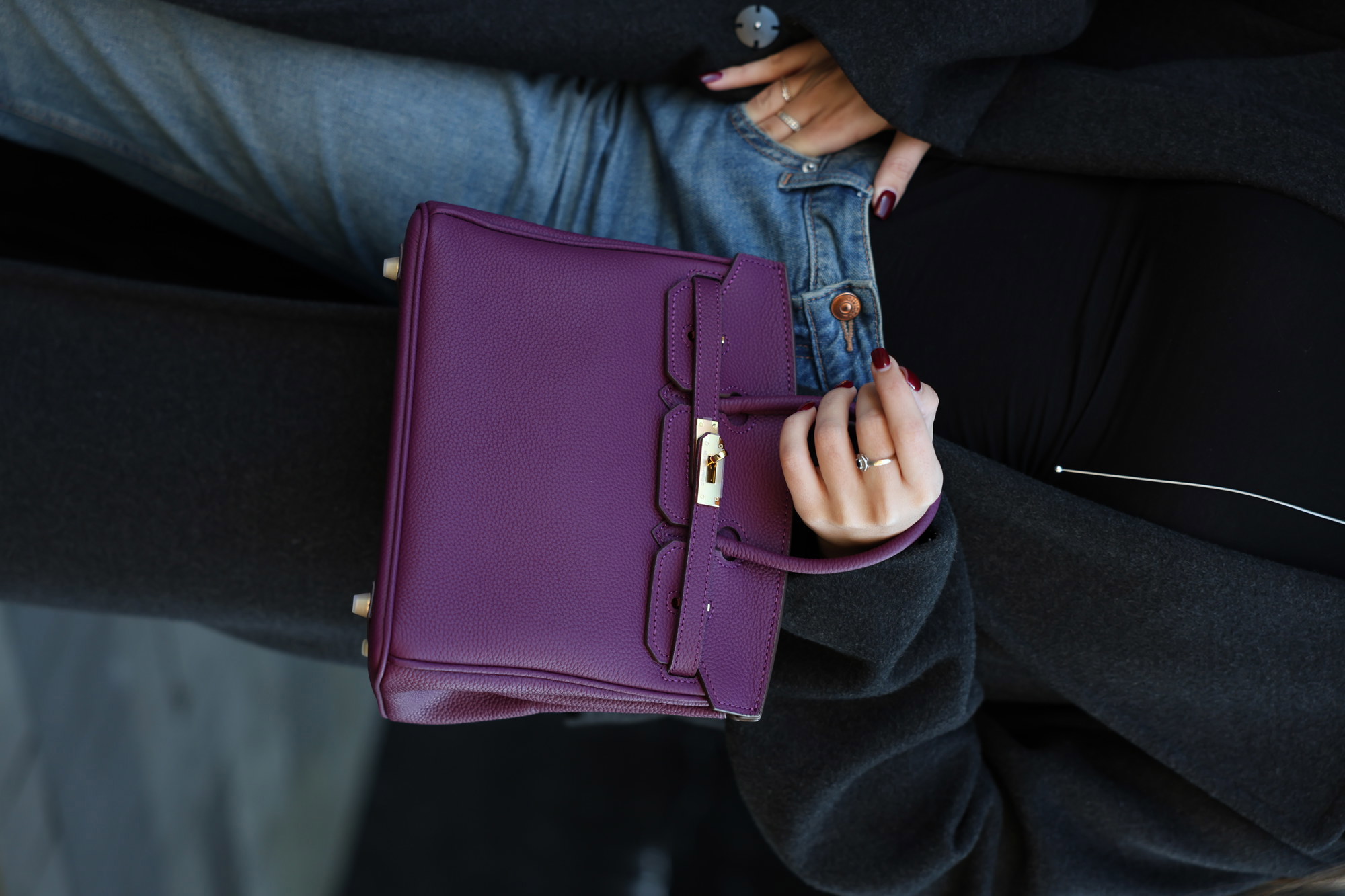 Hermes Birkin 25 Togo Cassis/Gold - 14
