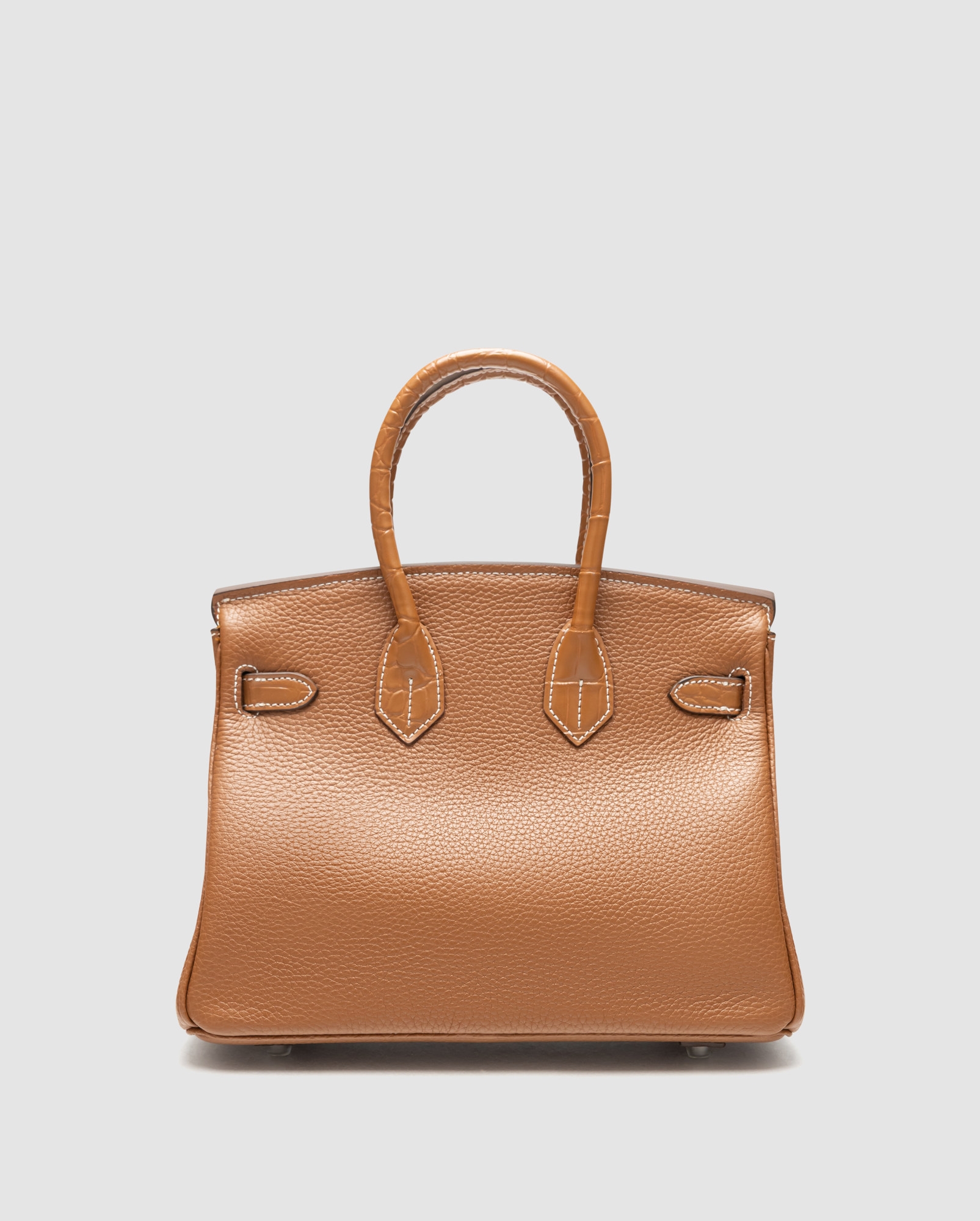 Hermes Birkin 25 Togo Leather Crocodile Brown/Silwer - 3