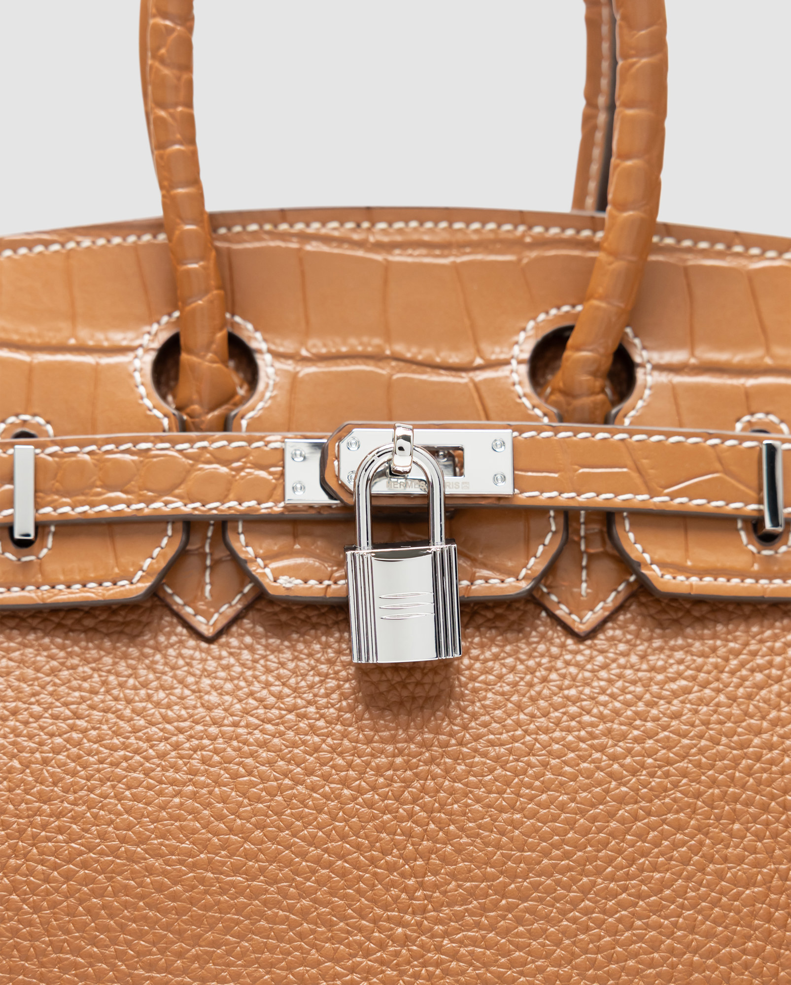 Hermes Birkin 25 Togo Leather Crocodile Brown/Silwer - 6