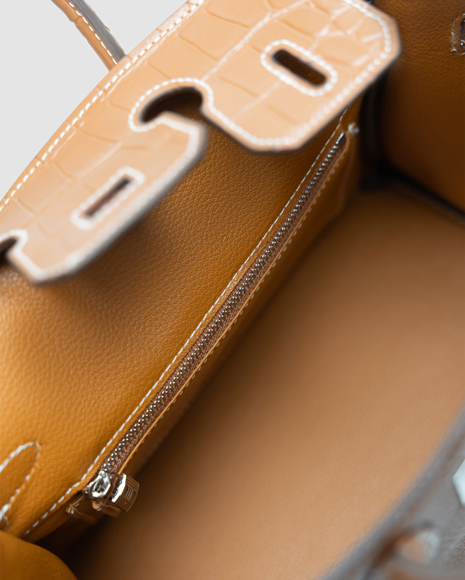 Hermes Birkin 25 Togo Leather Crocodile Brown/Silwer - 8
