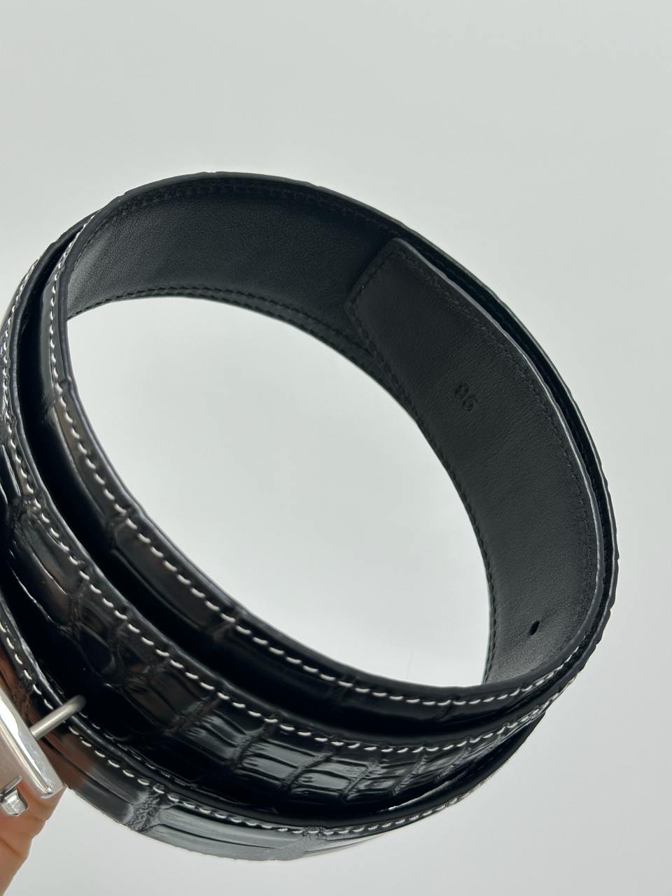 Hermes Constance Belt in Porosus crocodile Black/Silver - 12