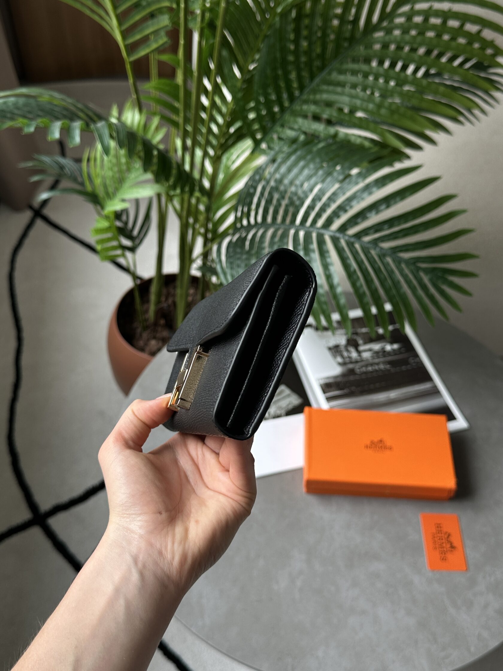 Hermes Constance Long To Go Wallet Black/Gold - 12