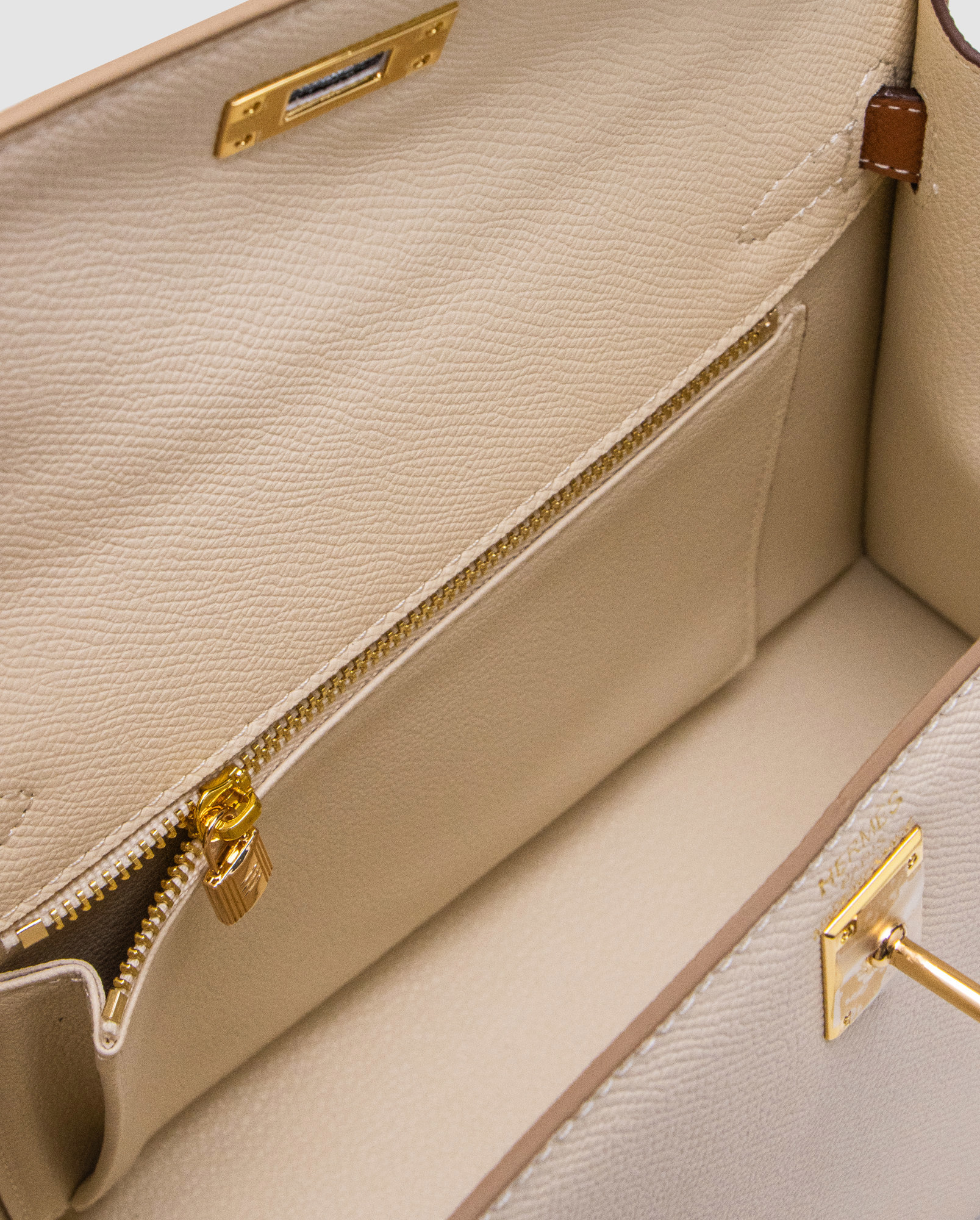 Hermes Epsom Kelly II Sellier 25 Bicolor Beige\Ginger - 6
