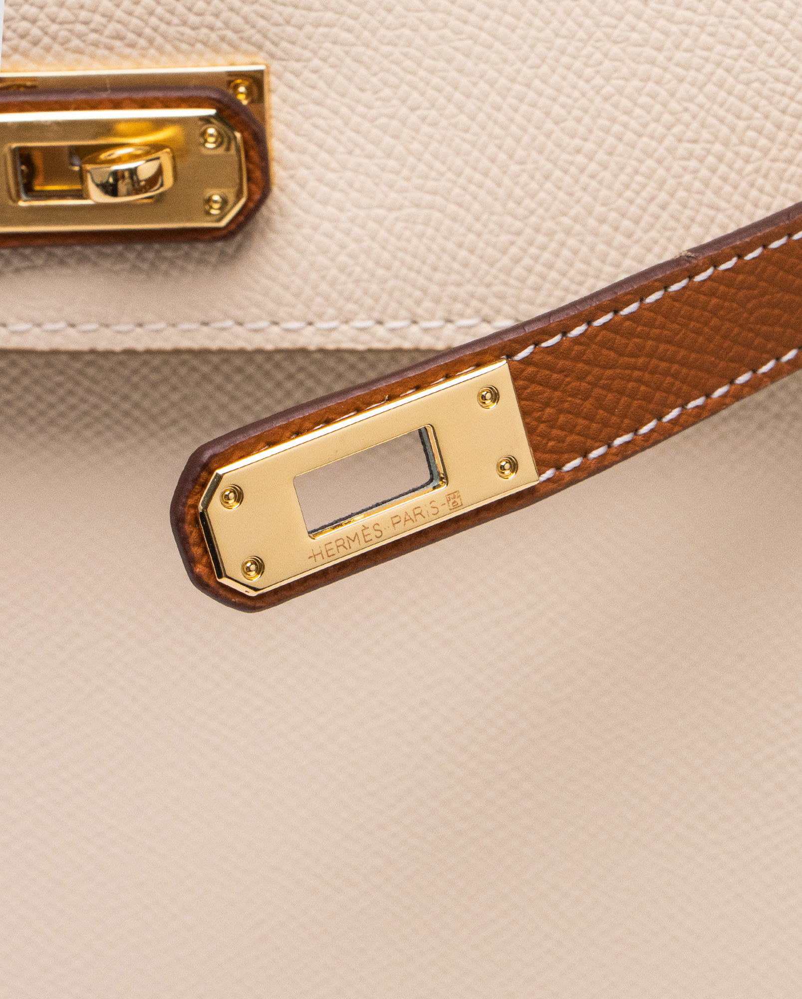 Hermes Epsom Kelly II Sellier 25 Bicolor Beige\Ginger - 4
