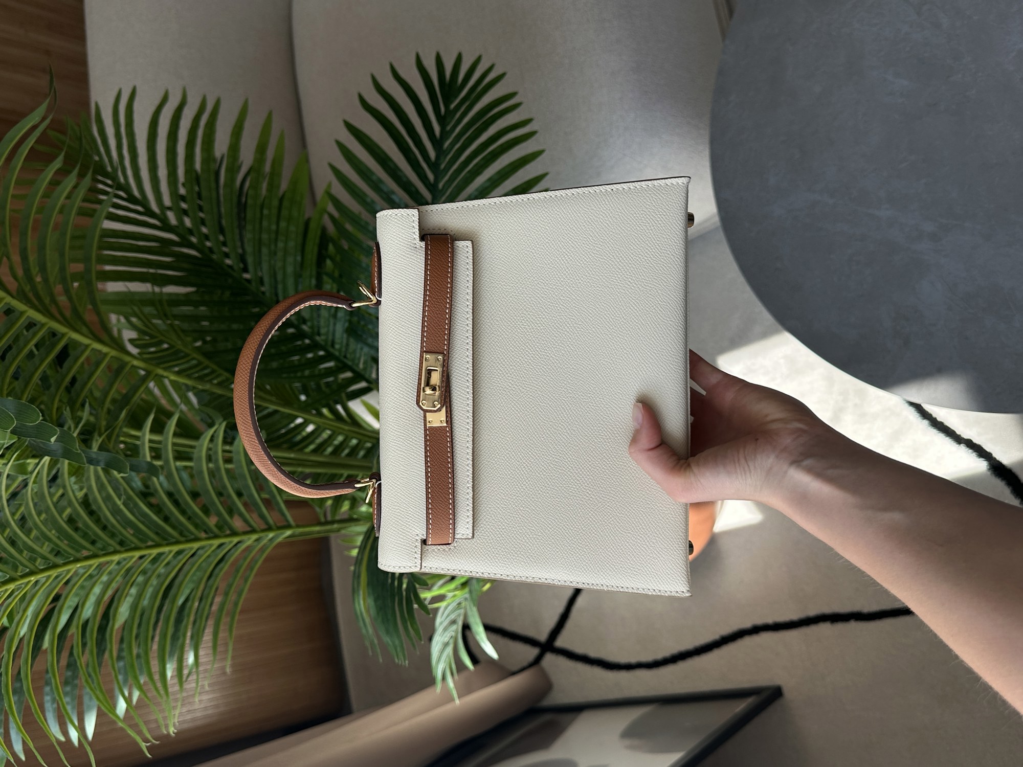Hermes Epsom Kelly II Sellier 25 Bicolor Beige\Ginger - 14