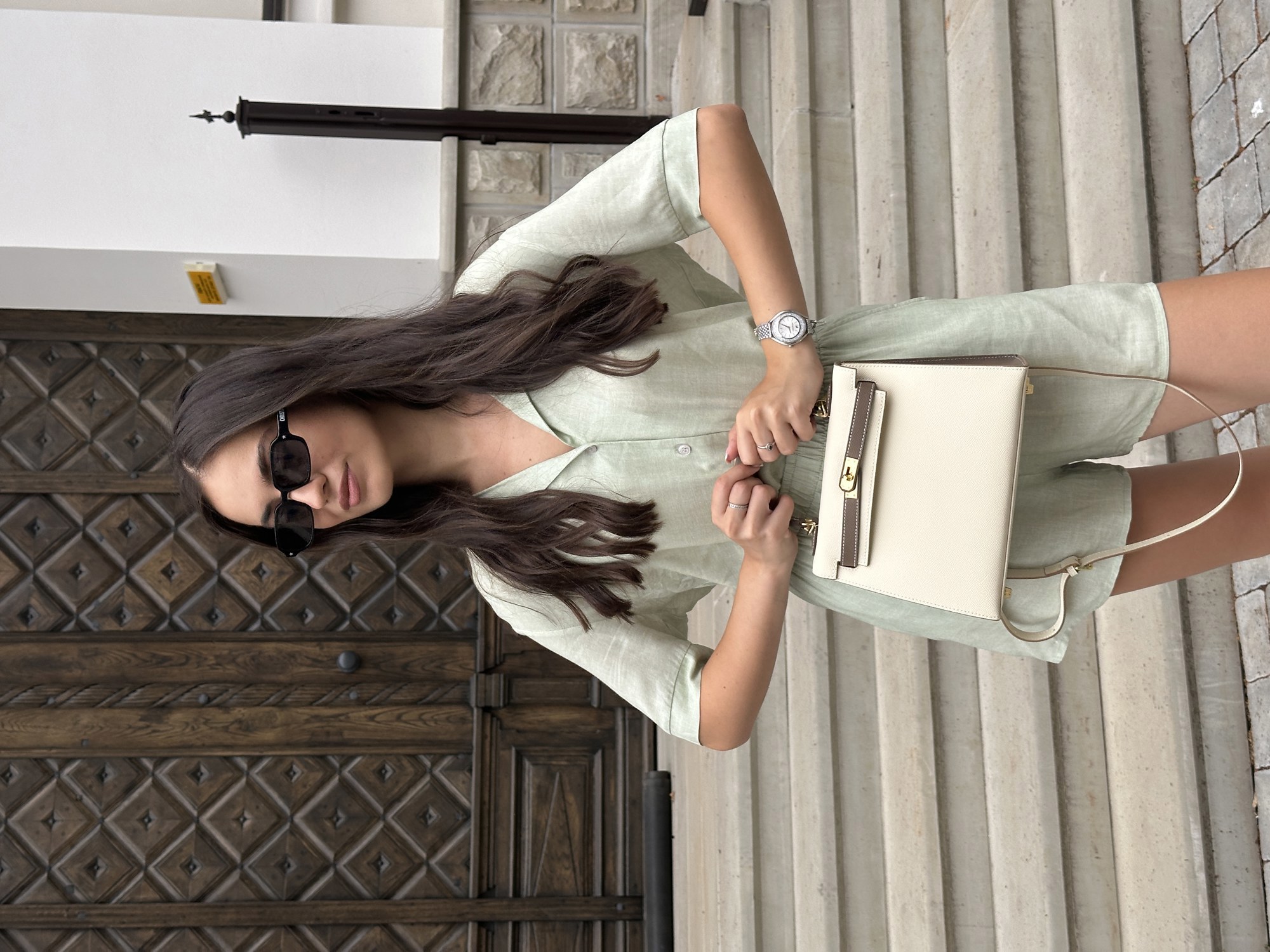 Hermes Epsom Kelly II Sellier 25 Bicolor Beige\Grey - 9