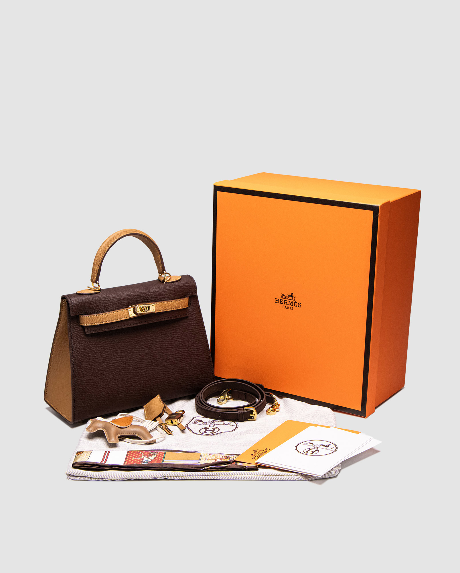Hermes Epsom Kelly II Sellier 25 Bicolor Ginger\Chocolate - 6