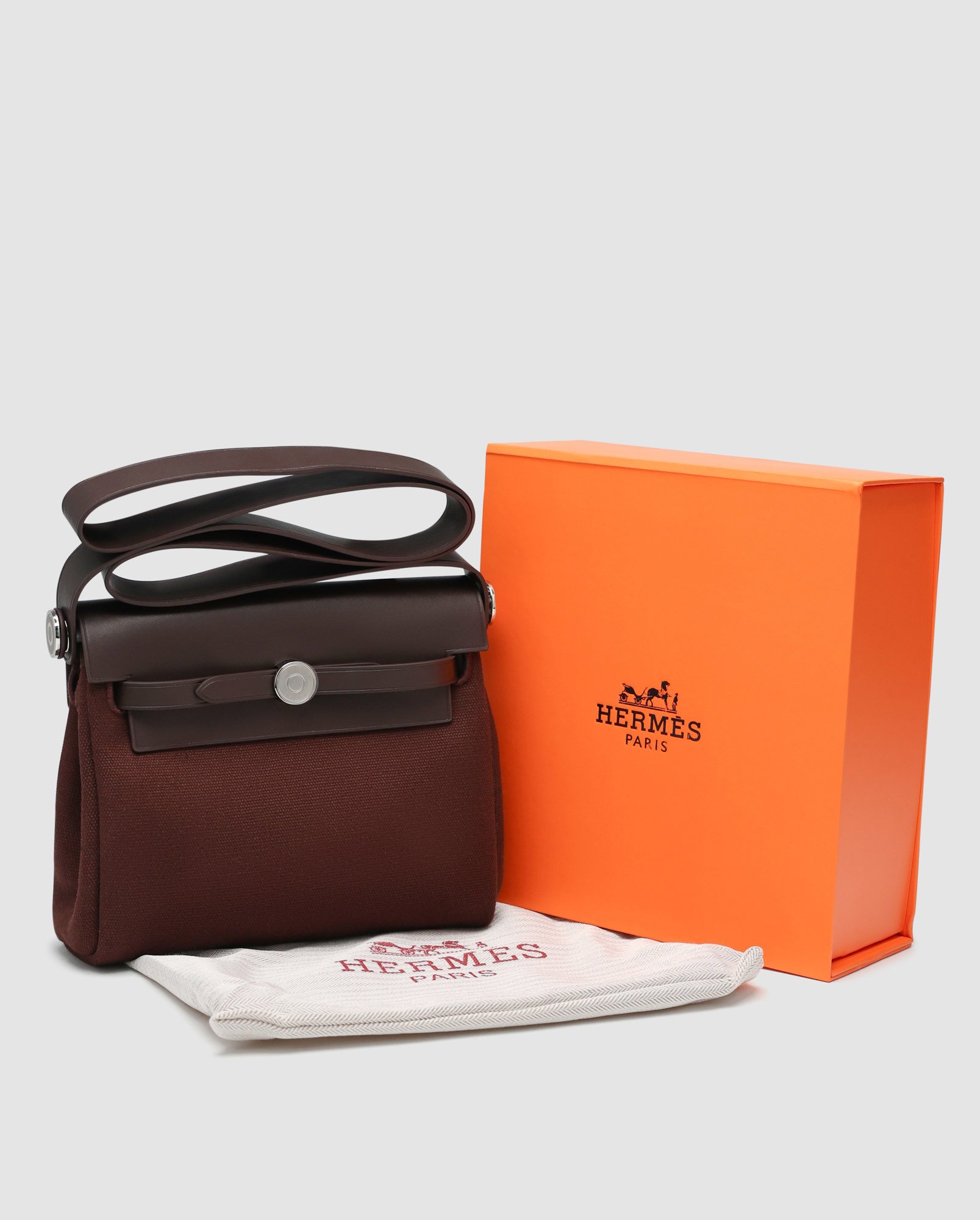 Hermes Herbag Zip 20 Bag Dark Brown - 9