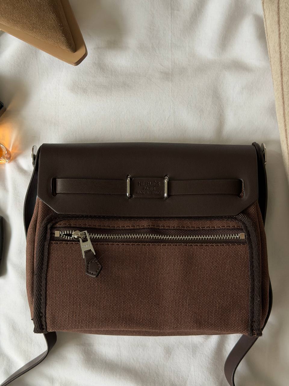 Hermes Herbag Zip 20 Bag Dark Brown - 12