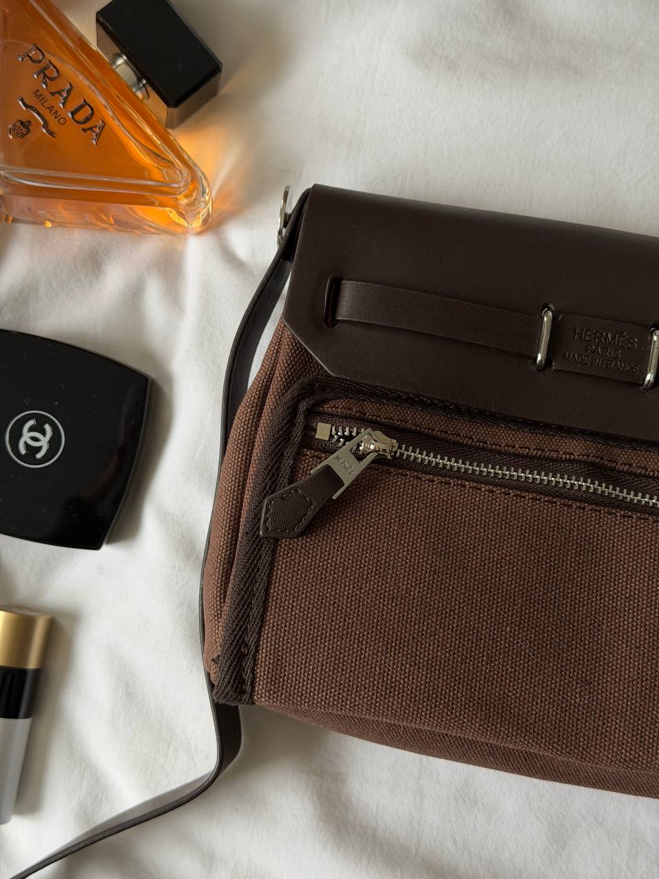 Hermes Herbag Zip 20 Bag Dark Brown - 15
