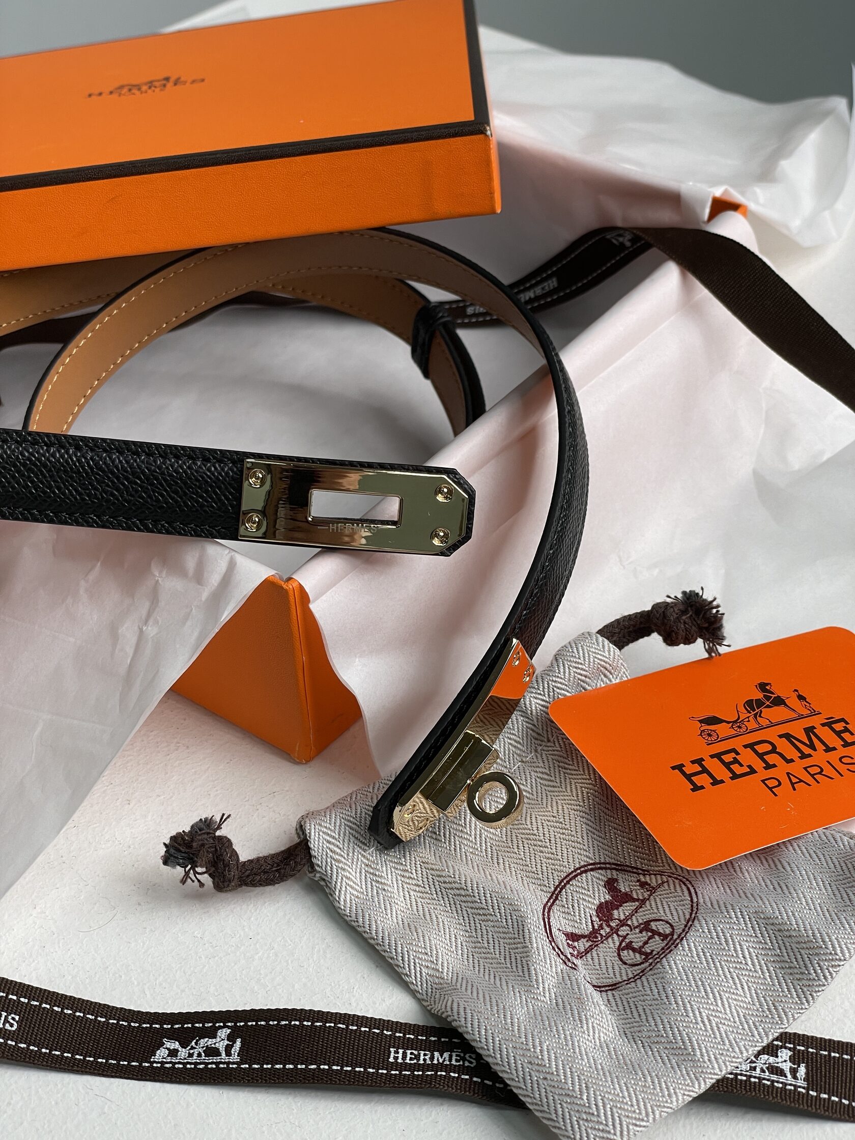 Hermes Kelly 18 Belt Black Leather - 7