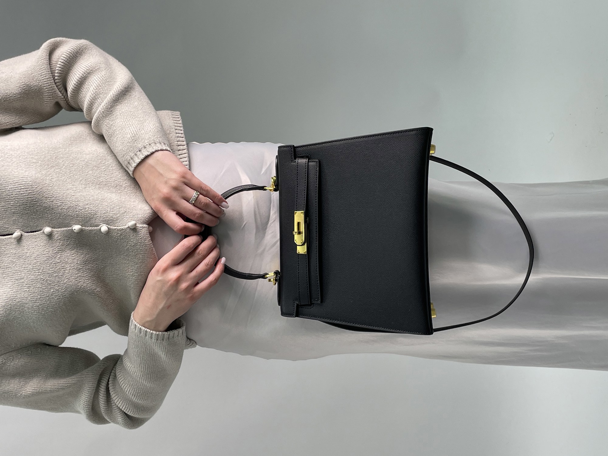 Hermes Kelly 25 Black/Gold - 12