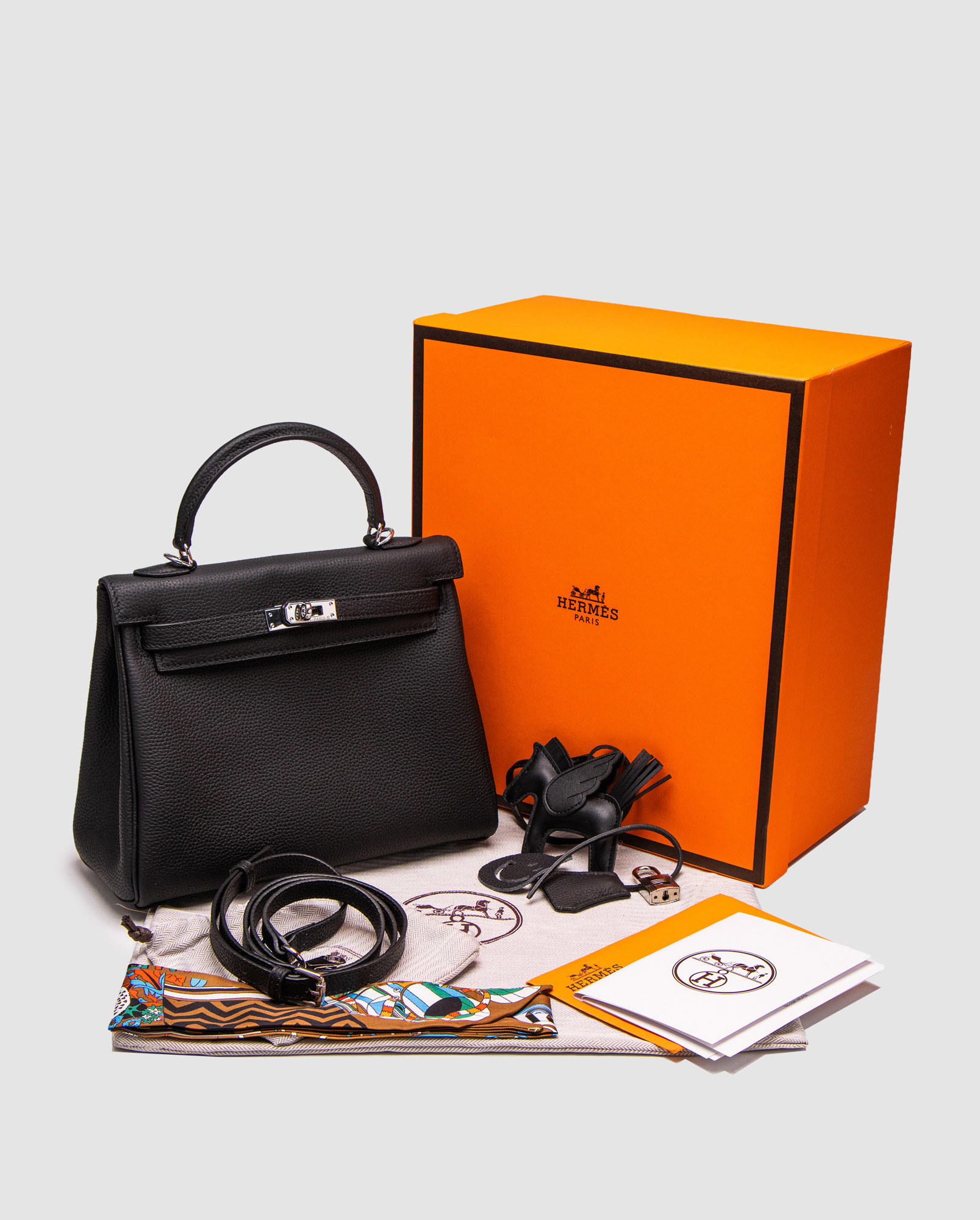 Hermes Kelly 25 Black/Silver - 8