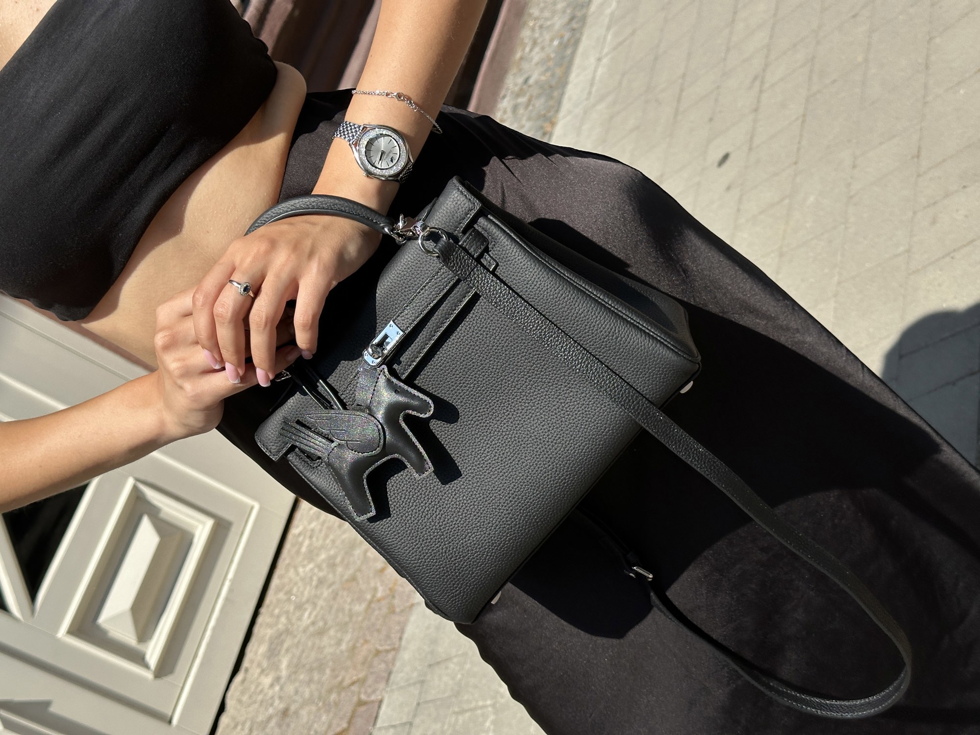 Hermes Kelly 25 Black/Silver - 11