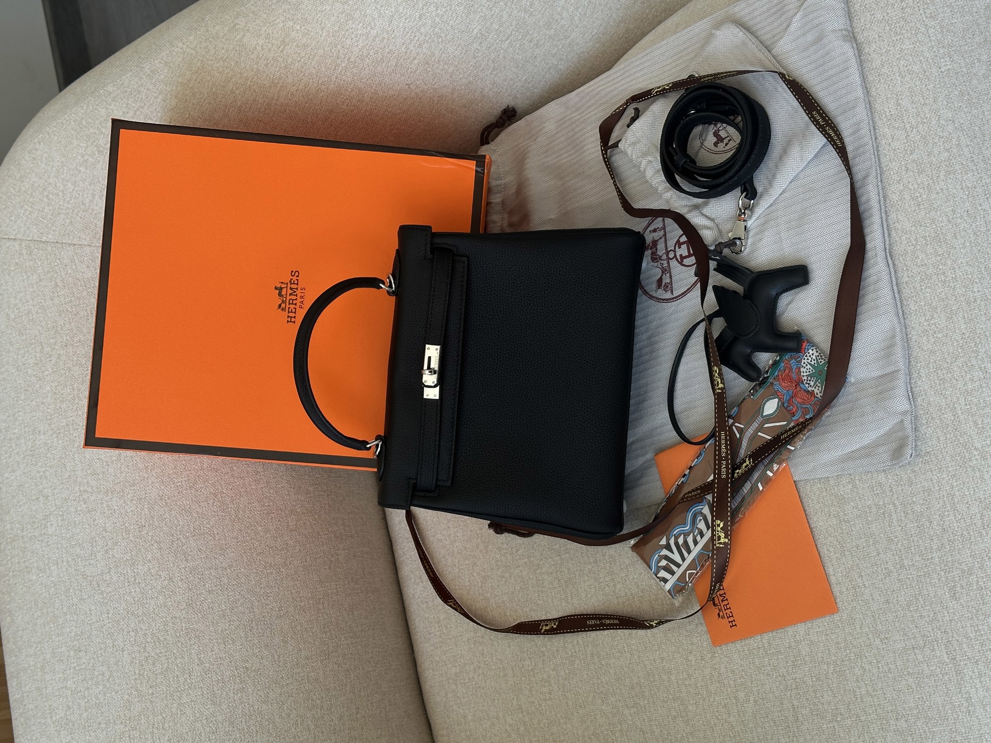 Hermes Kelly 25 Black/Silver - 14