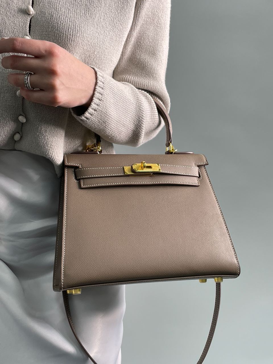Hermes Kelly 25 Grey/Gold - 9