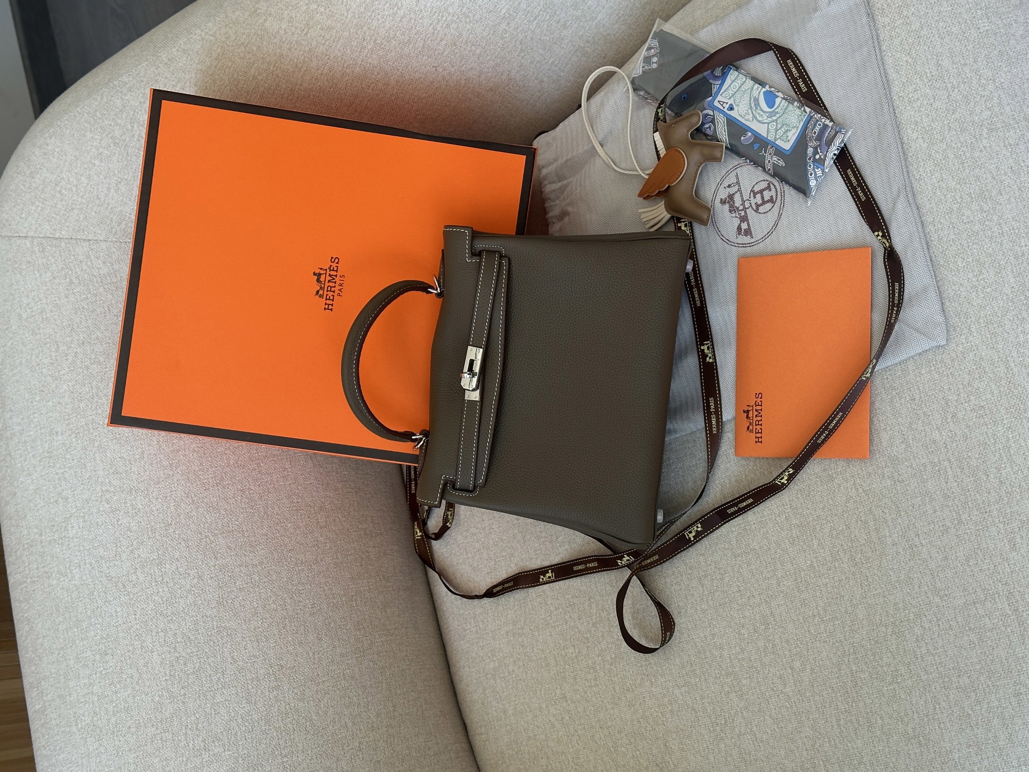 Hermes Kelly 25 Grey/Silver - 14