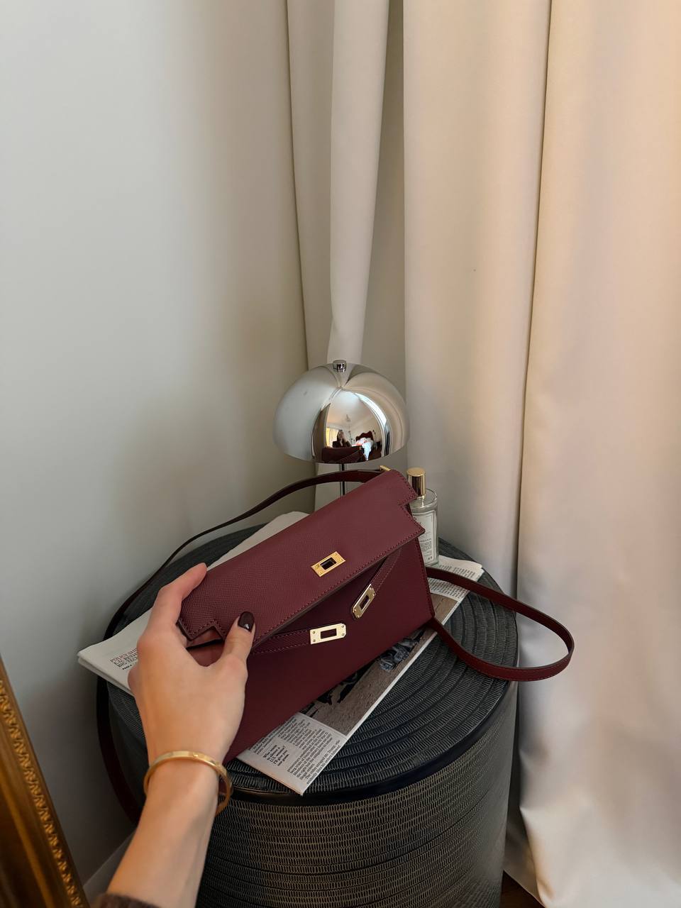 Hermes Kelly Pochette Burgundy - 9