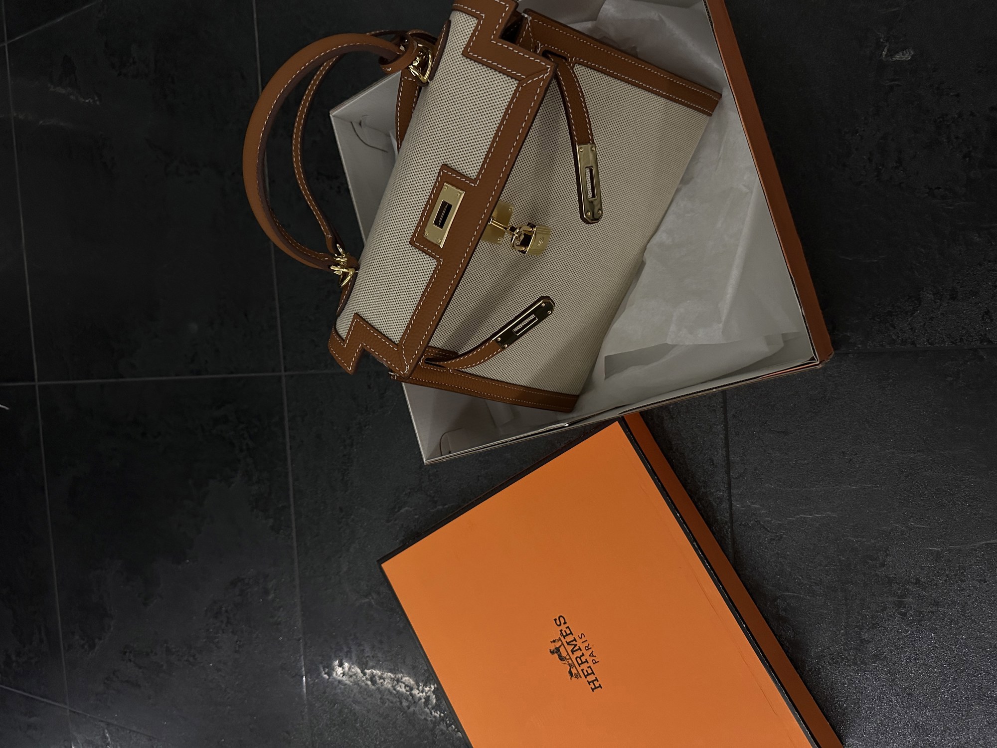 Hermès Kelly 30 Brown/Canvas - 2