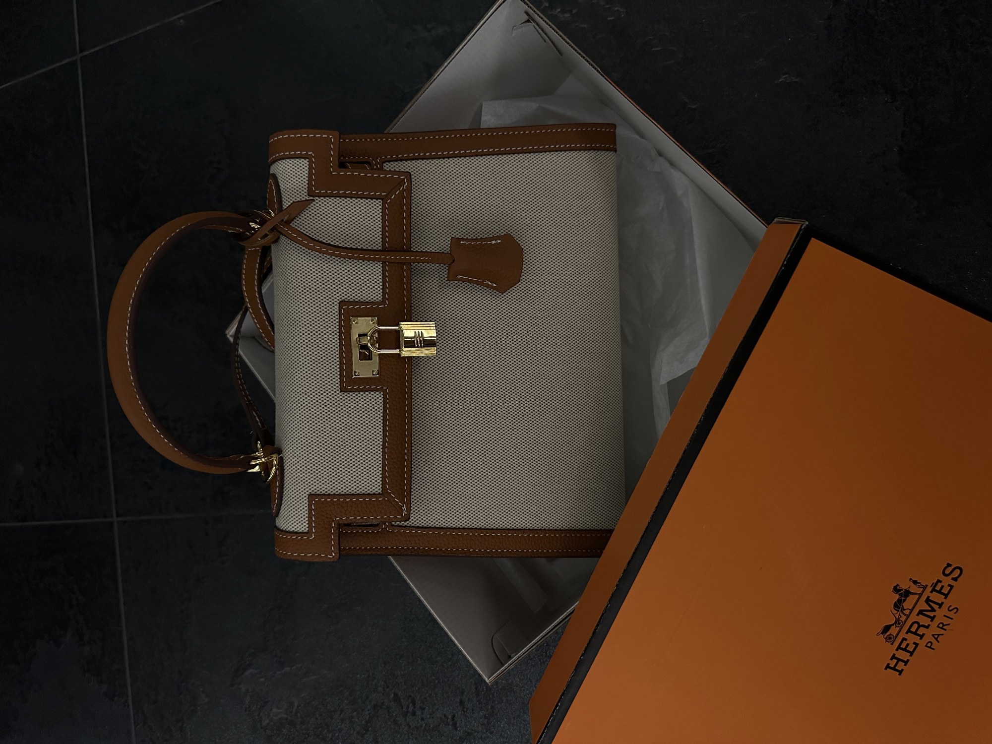 Hermès Kelly 30 Brown/Canvas - 3