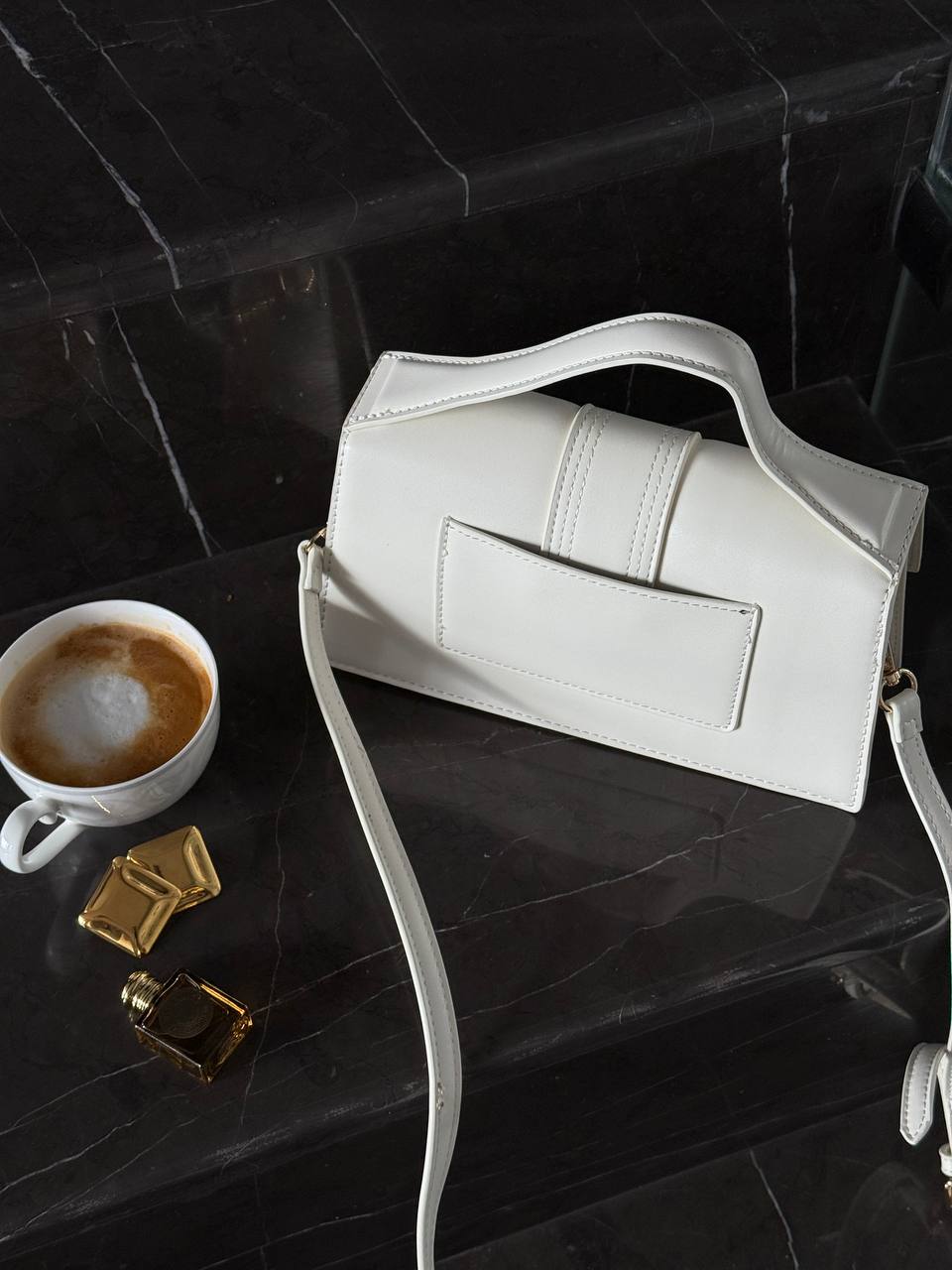 Jacquemus Le Bambino Small Leather Shoulder Bag in White - 12