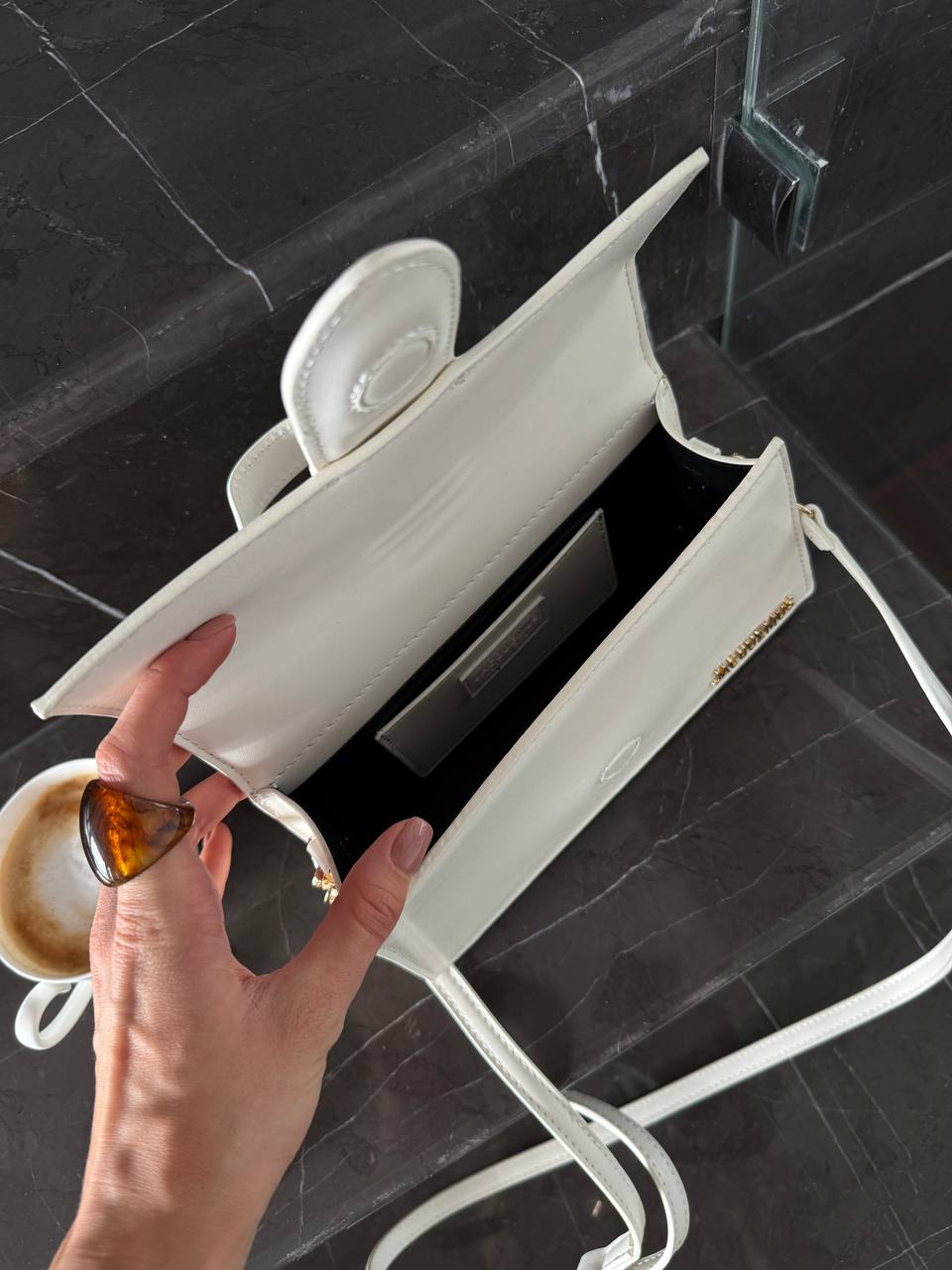 Jacquemus Le Bambino Small Leather Shoulder Bag in White - 14