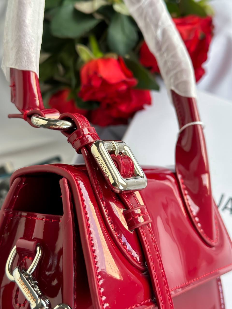 Jacquemus Le Grand Bambino Patent Leather Bag in Red - 13