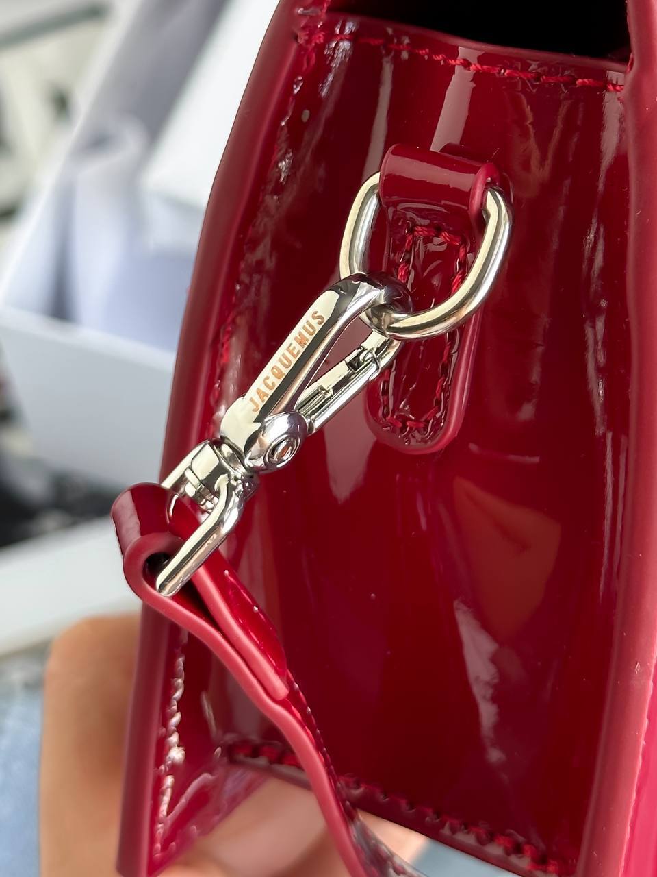 Jacquemus Le Grand Bambino Patent Leather Bag in Red - 15