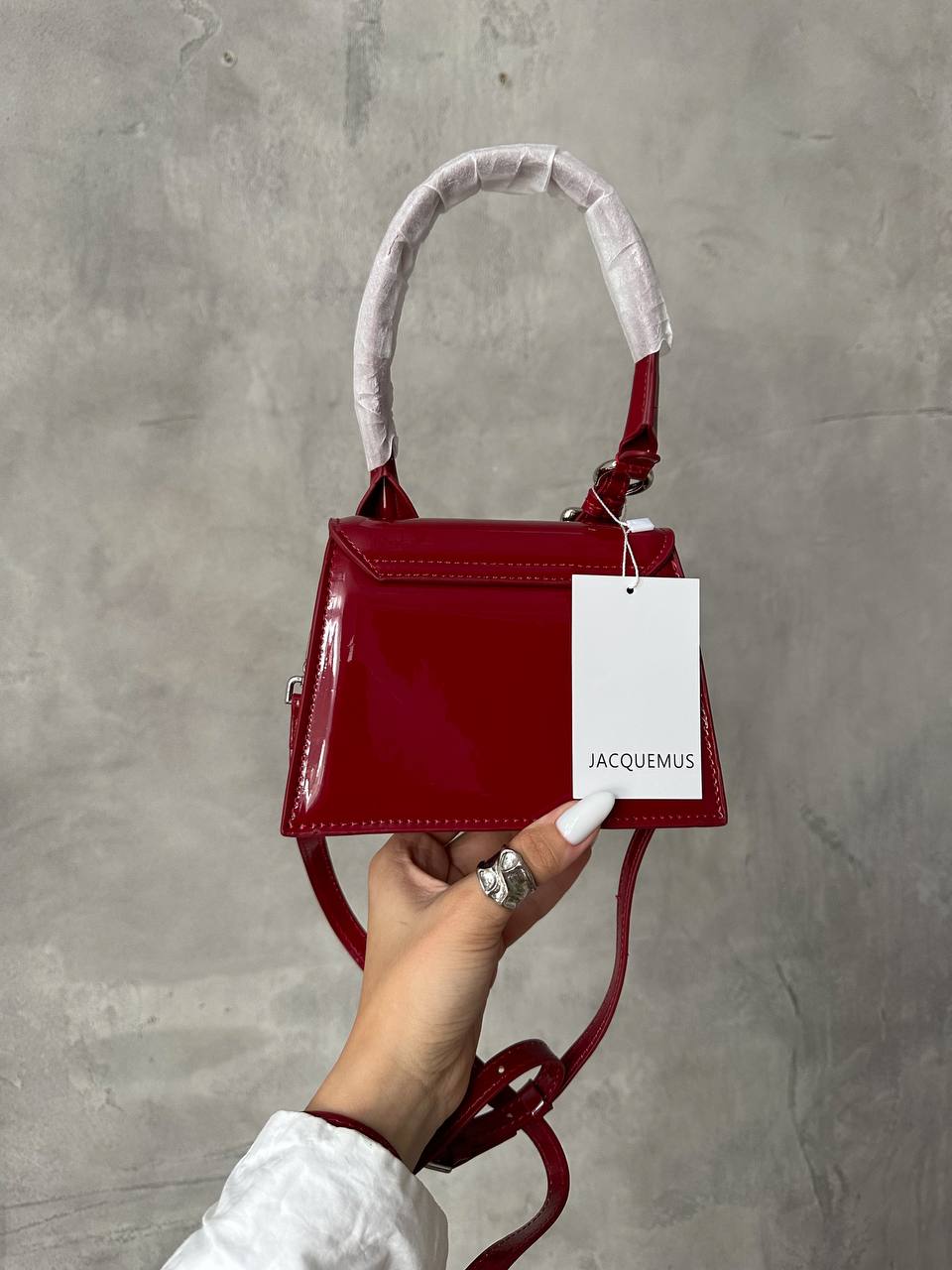 Jacquemus Le Grand Bambino Patent Leather Bag in Red - 18