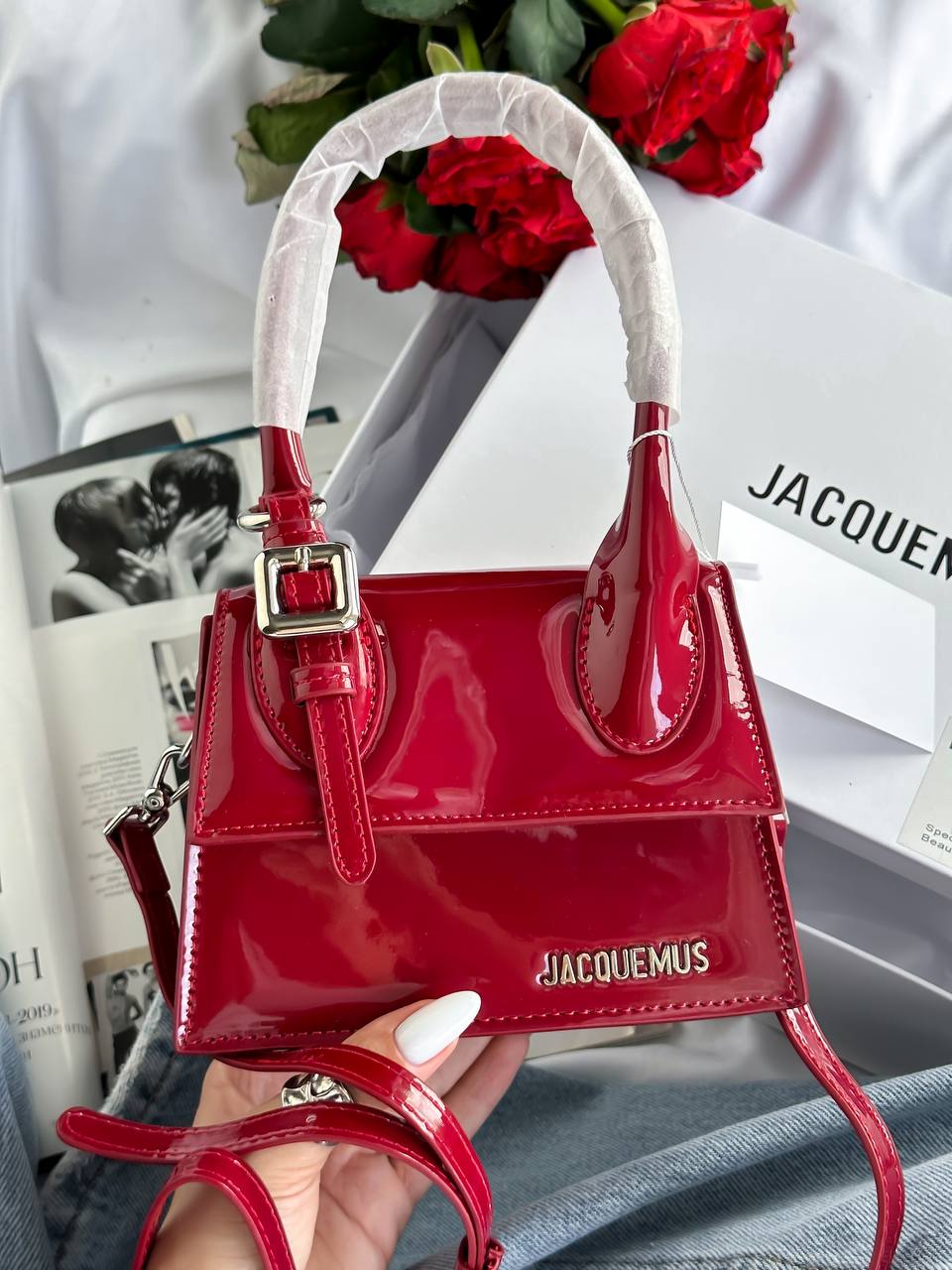 Jacquemus Le Grand Bambino Patent Leather Bag in Red - 2