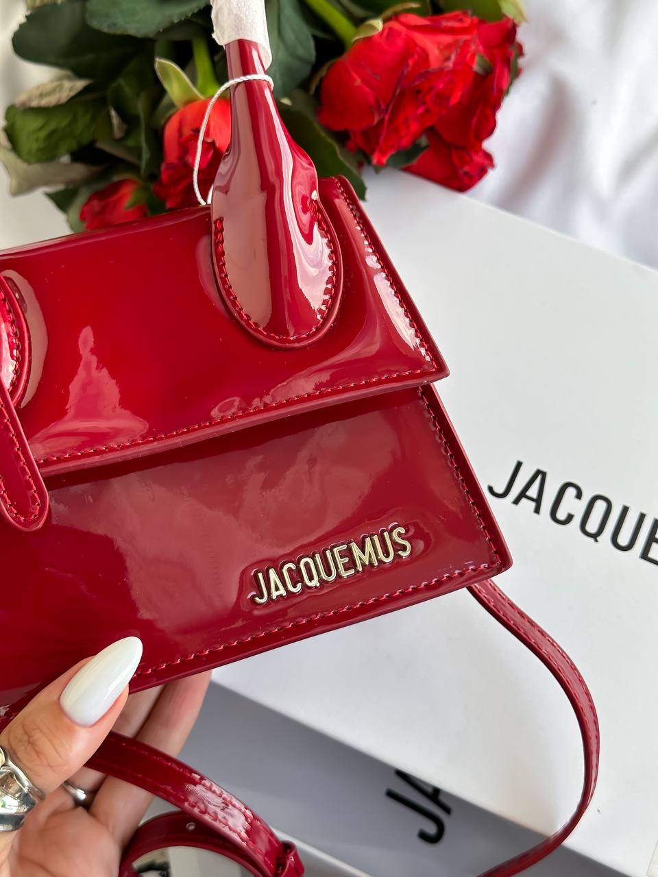 Jacquemus Le Grand Bambino Patent Leather Bag in Red - 8