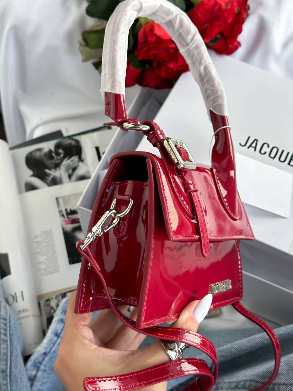 Jacquemus Le Grand Bambino Patent Leather Bag in Red - 9