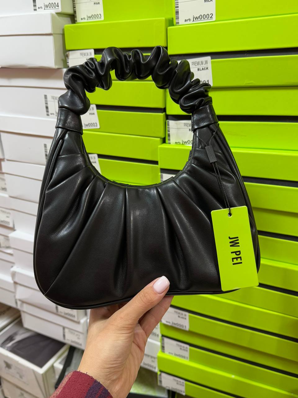 JW PEI Gabbi Ruched Hobo Handbag Black - 2