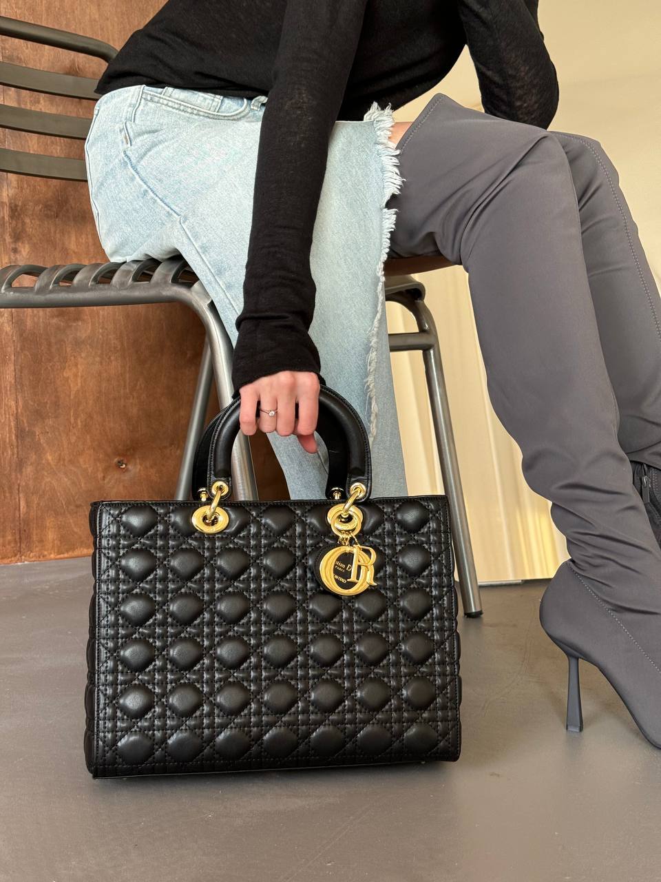 Lady Dior Medium BAG Black Cannage Lambskin - 3