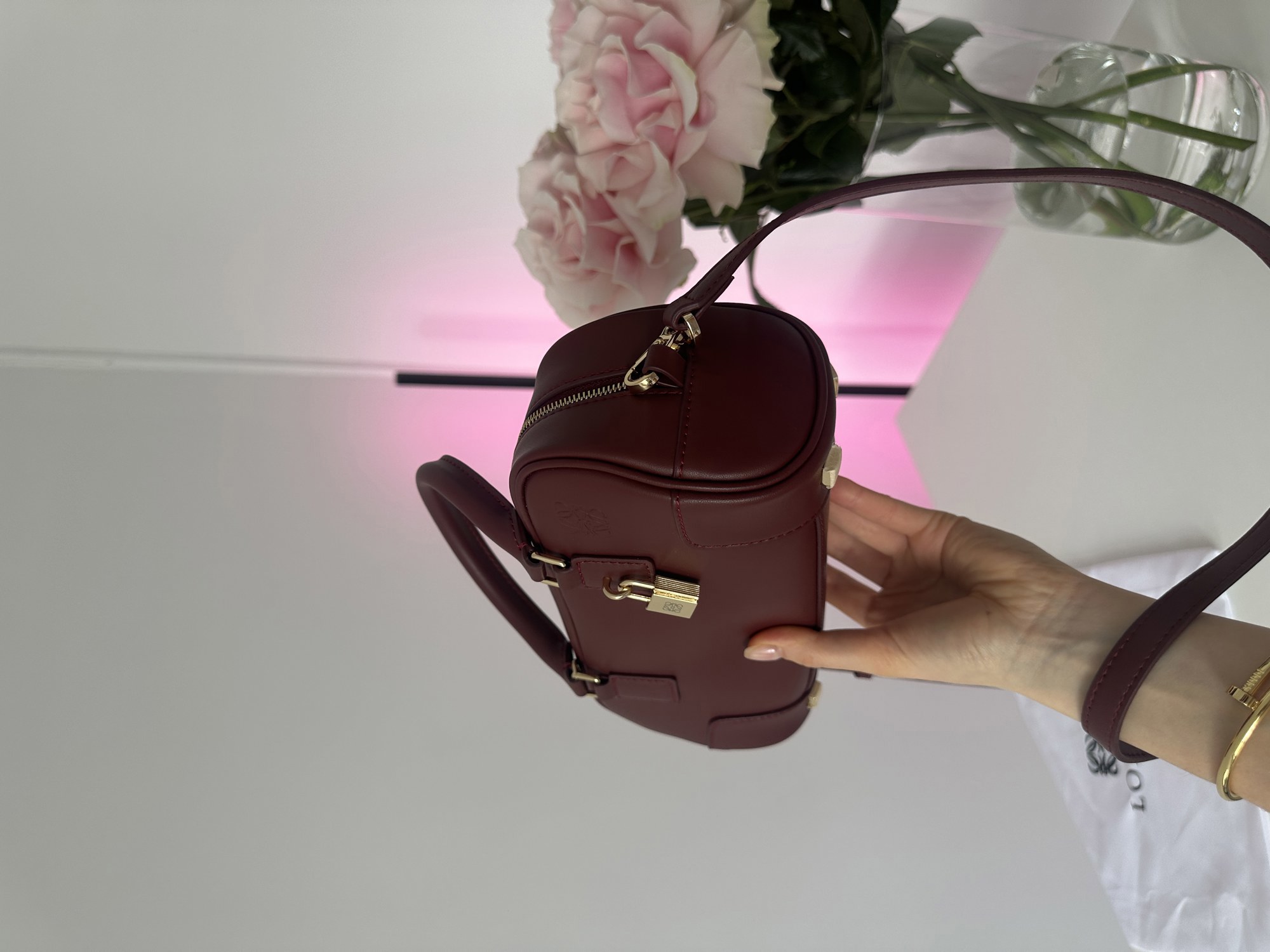 Loewe Amazona 23 Cropped Bag in Nappa Calfskin Burgundy - 12