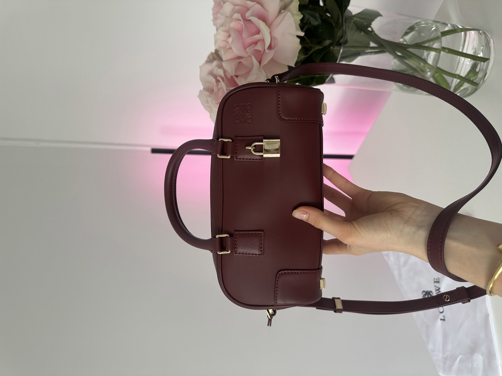 Loewe Amazona 23 Cropped Bag in Nappa Calfskin Burgundy - 11