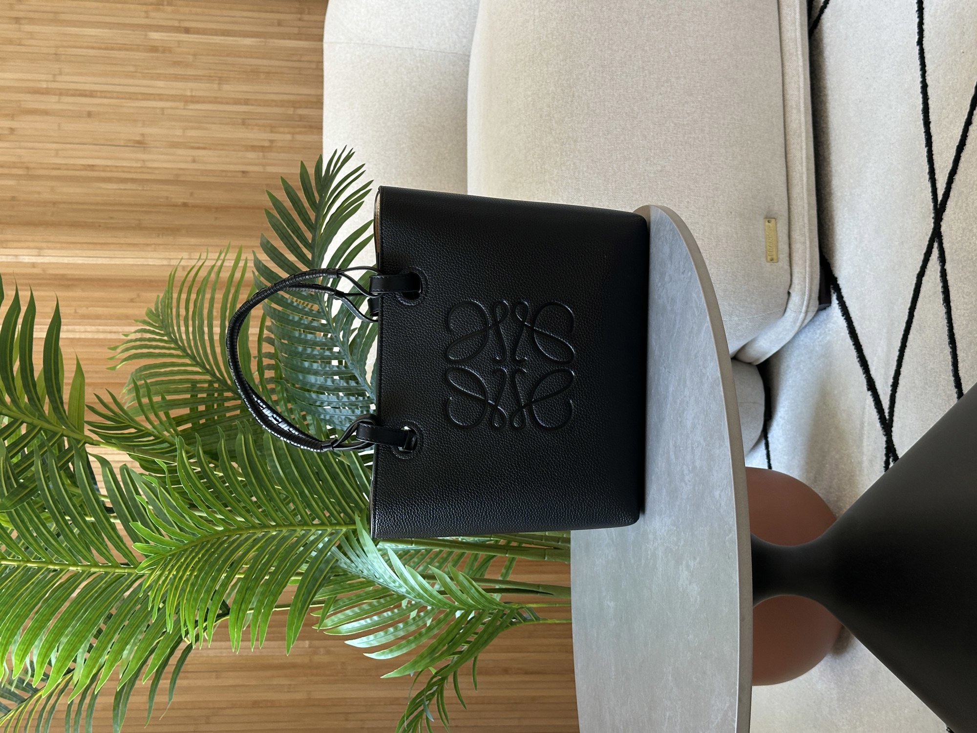 Loewe Bag Tote Anagram Leather Black - 13