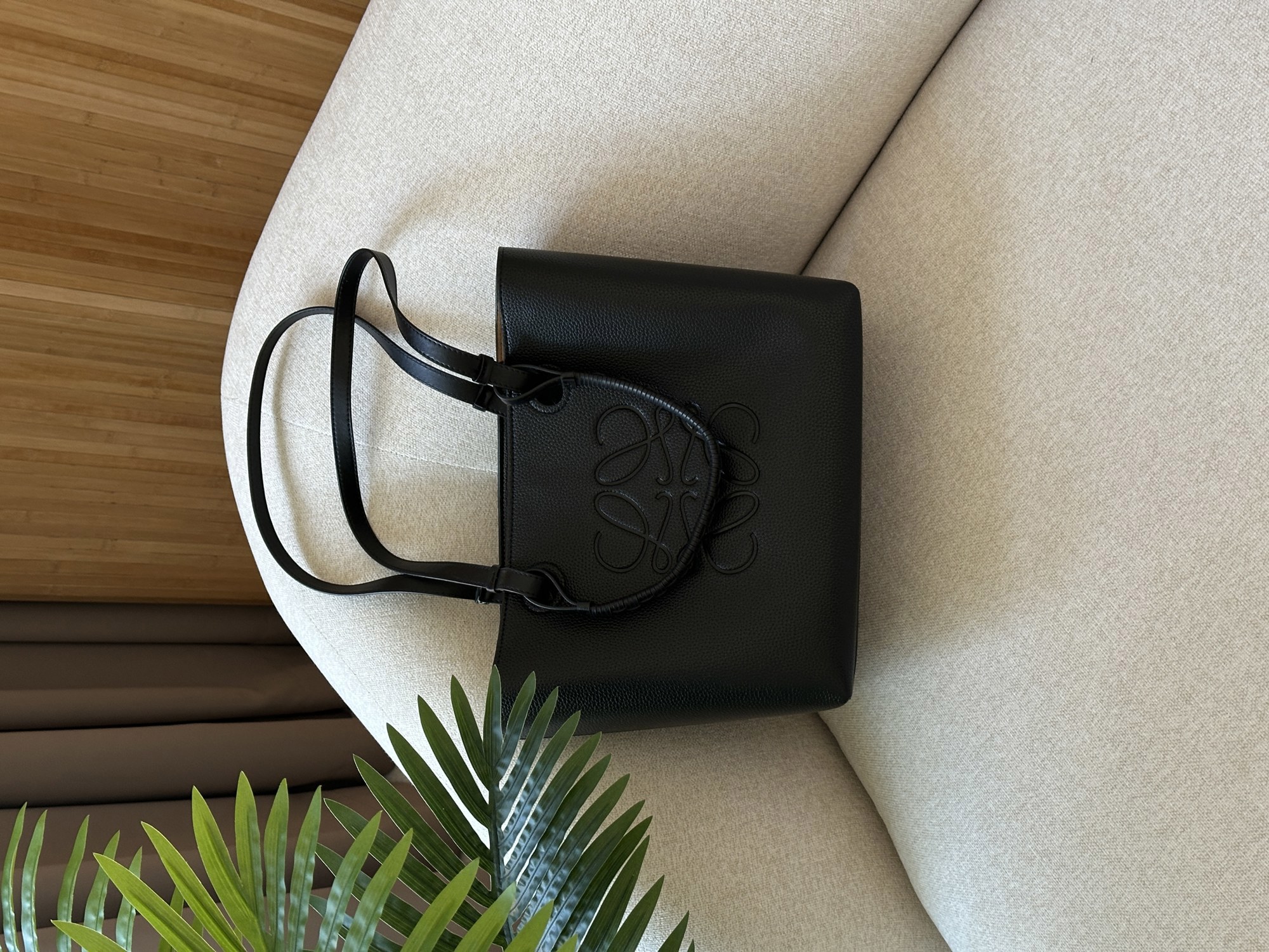 Loewe Bag Tote Anagram Leather Black - 12