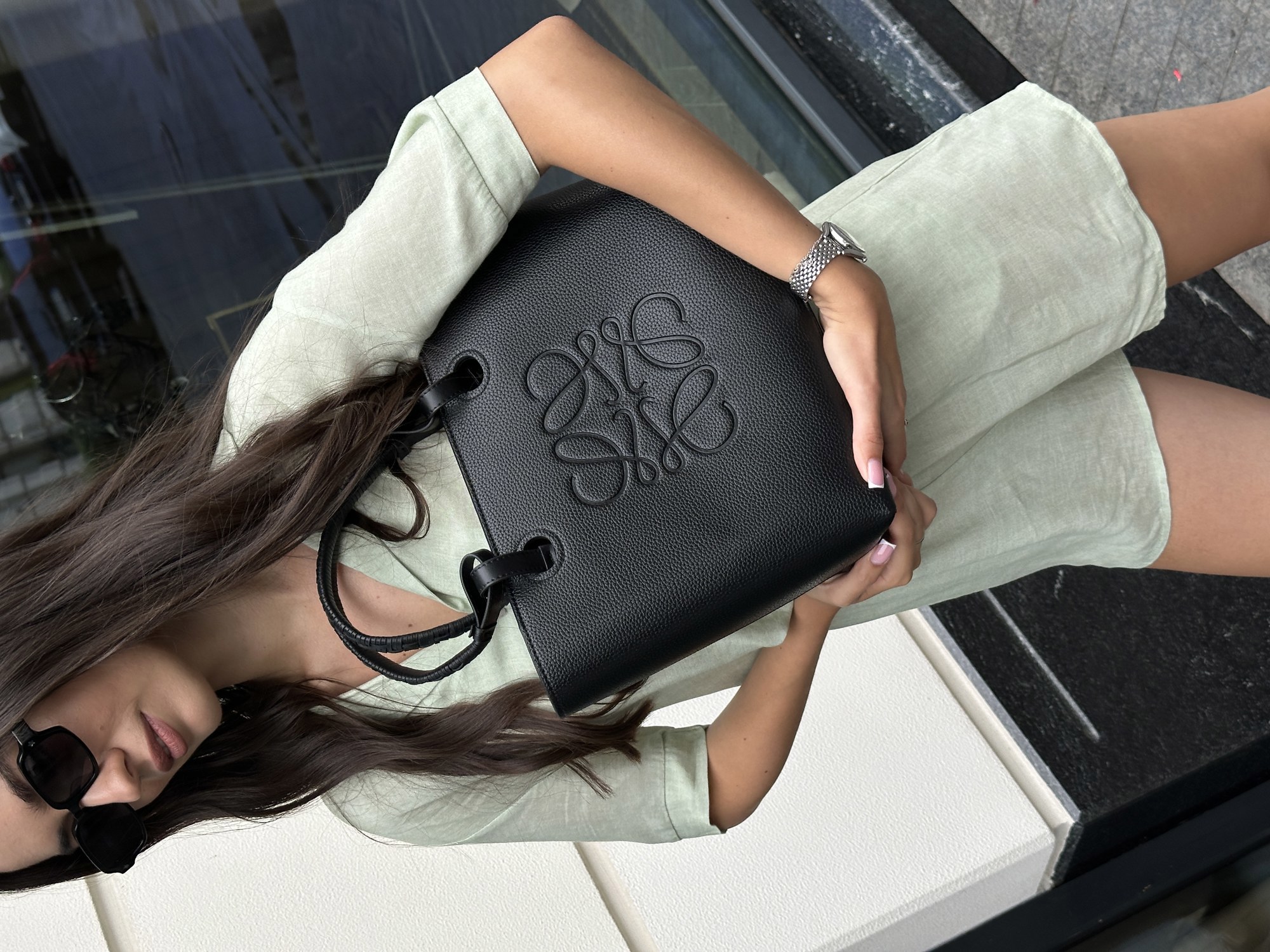 Loewe Bag Tote Anagram Leather Black - 7