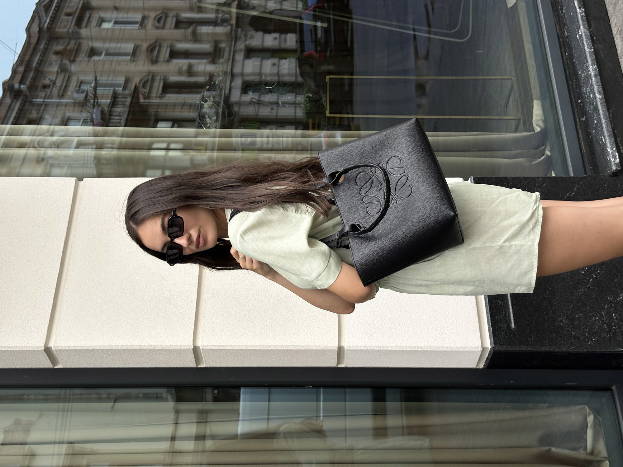 Loewe Bag Tote Anagram Leather Black - 9