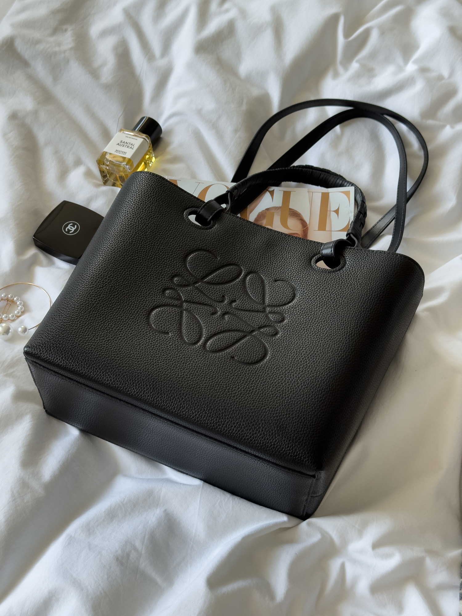 Loewe Bag Tote Anagram Leather Black - 5