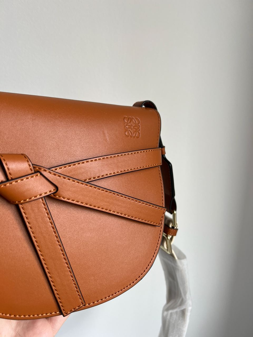 Loewe Gate Small leather and Jacquard Shoulder Bag Brown - 13