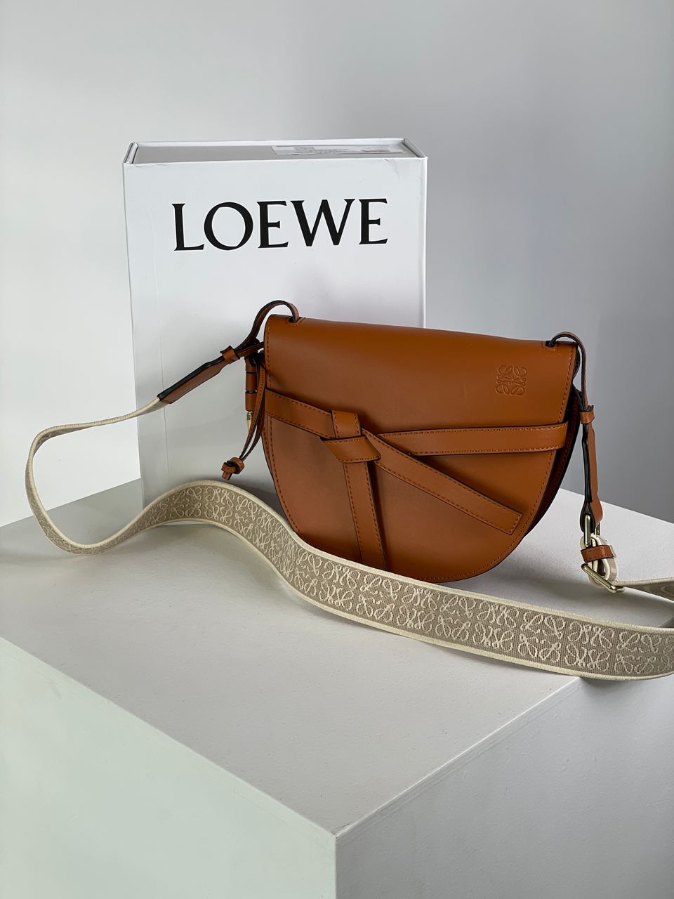 Loewe Gate Small leather and Jacquard Shoulder Bag Brown - 2