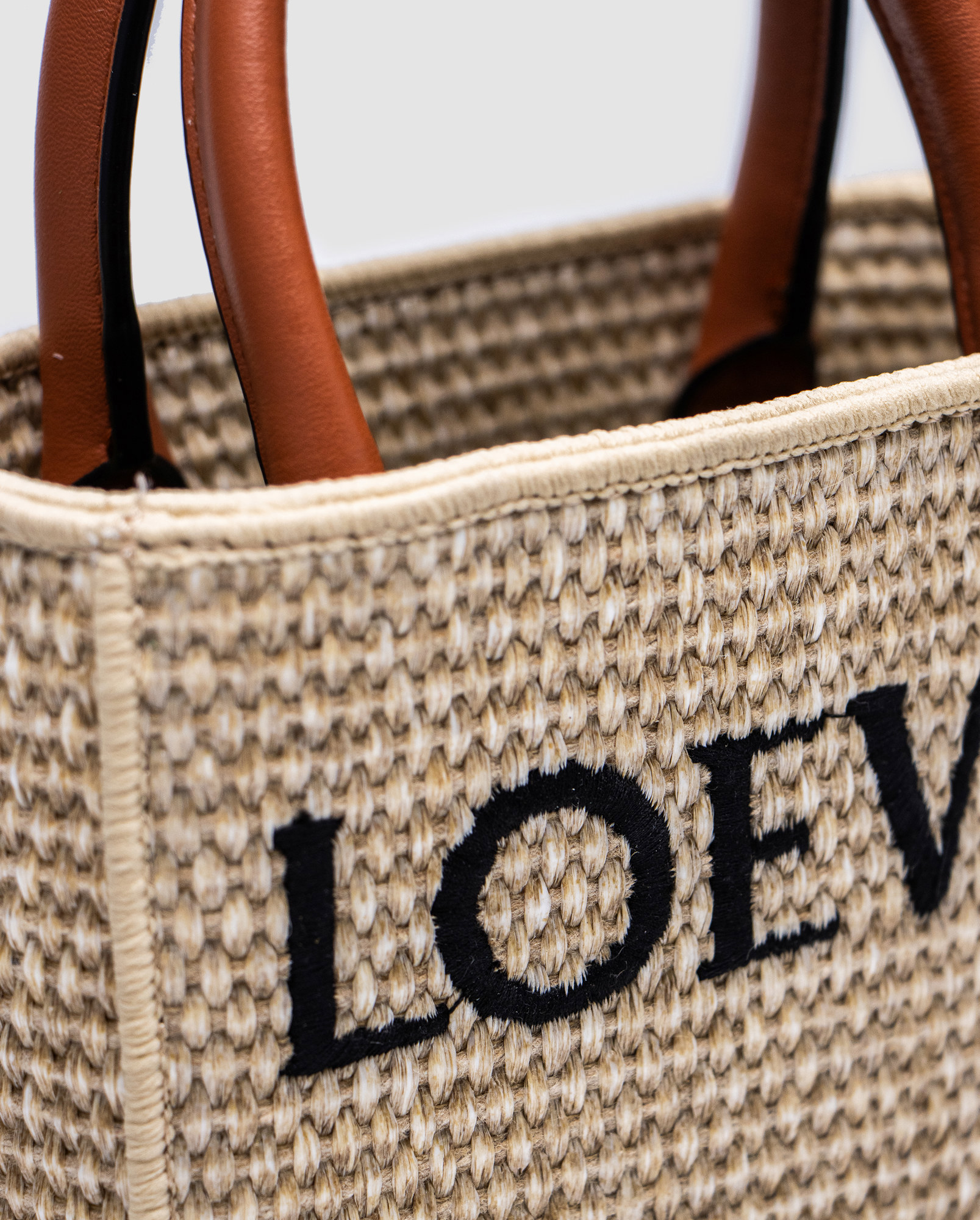 Loewe Leather-Trimmed Raffia Mini Tote Bag - 4