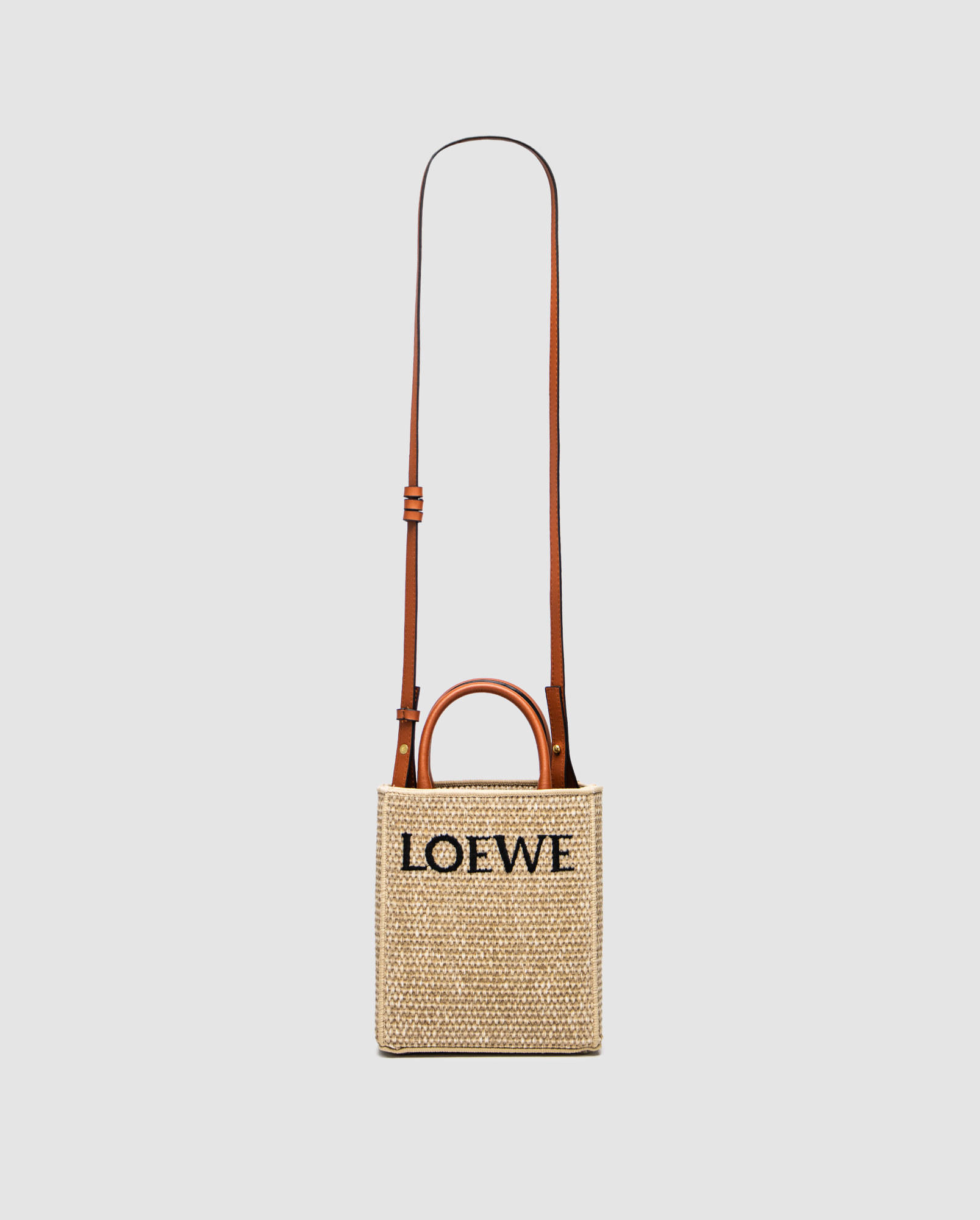 Loewe Leather-Trimmed Raffia Mini Tote Bag - 3