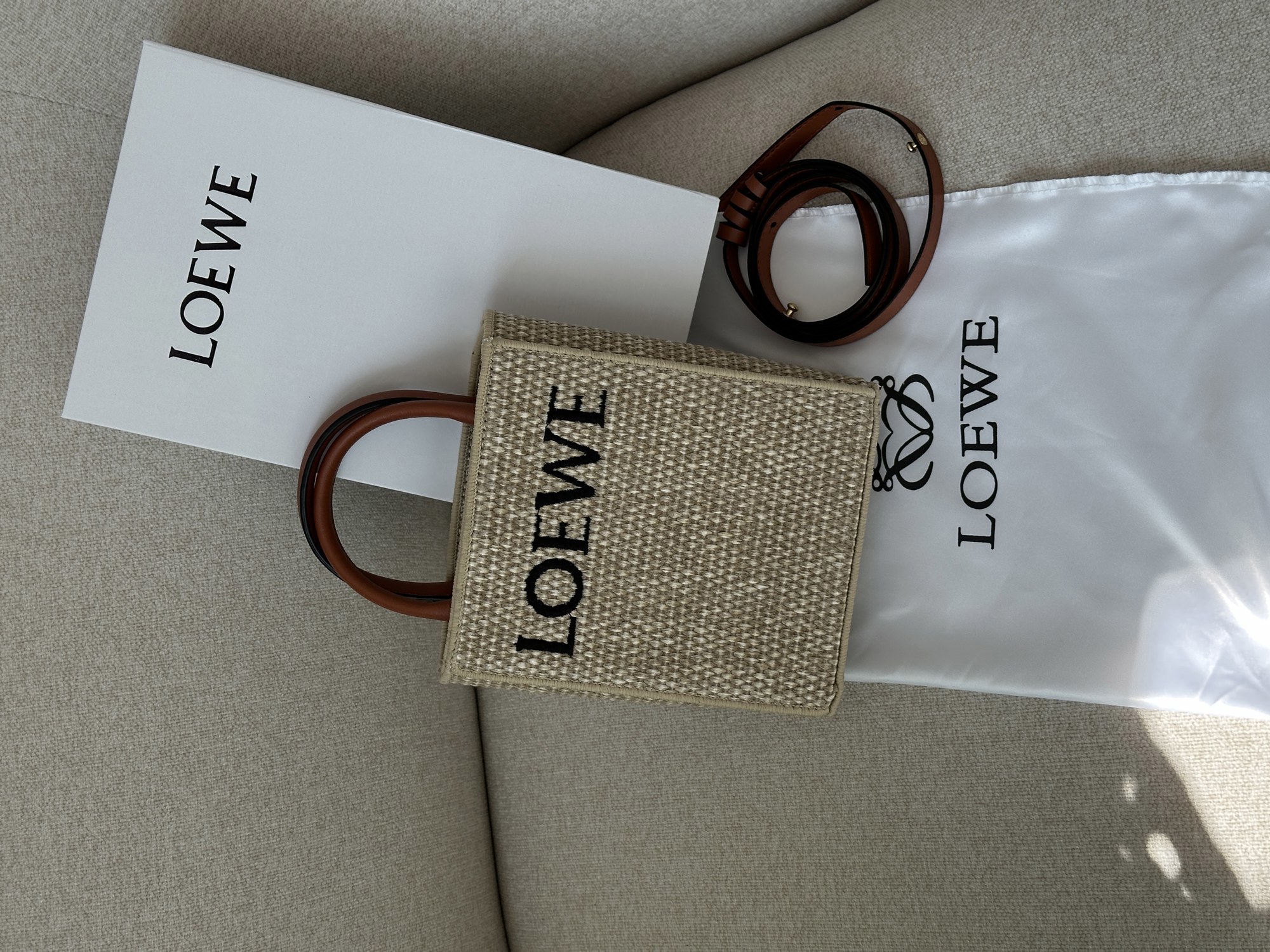 Loewe Leather-Trimmed Raffia Mini Tote Bag - 12