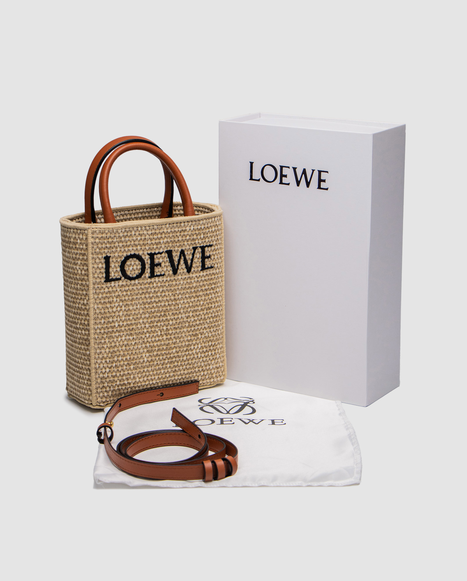 Loewe Leather-Trimmed Raffia Mini Tote Bag - 7