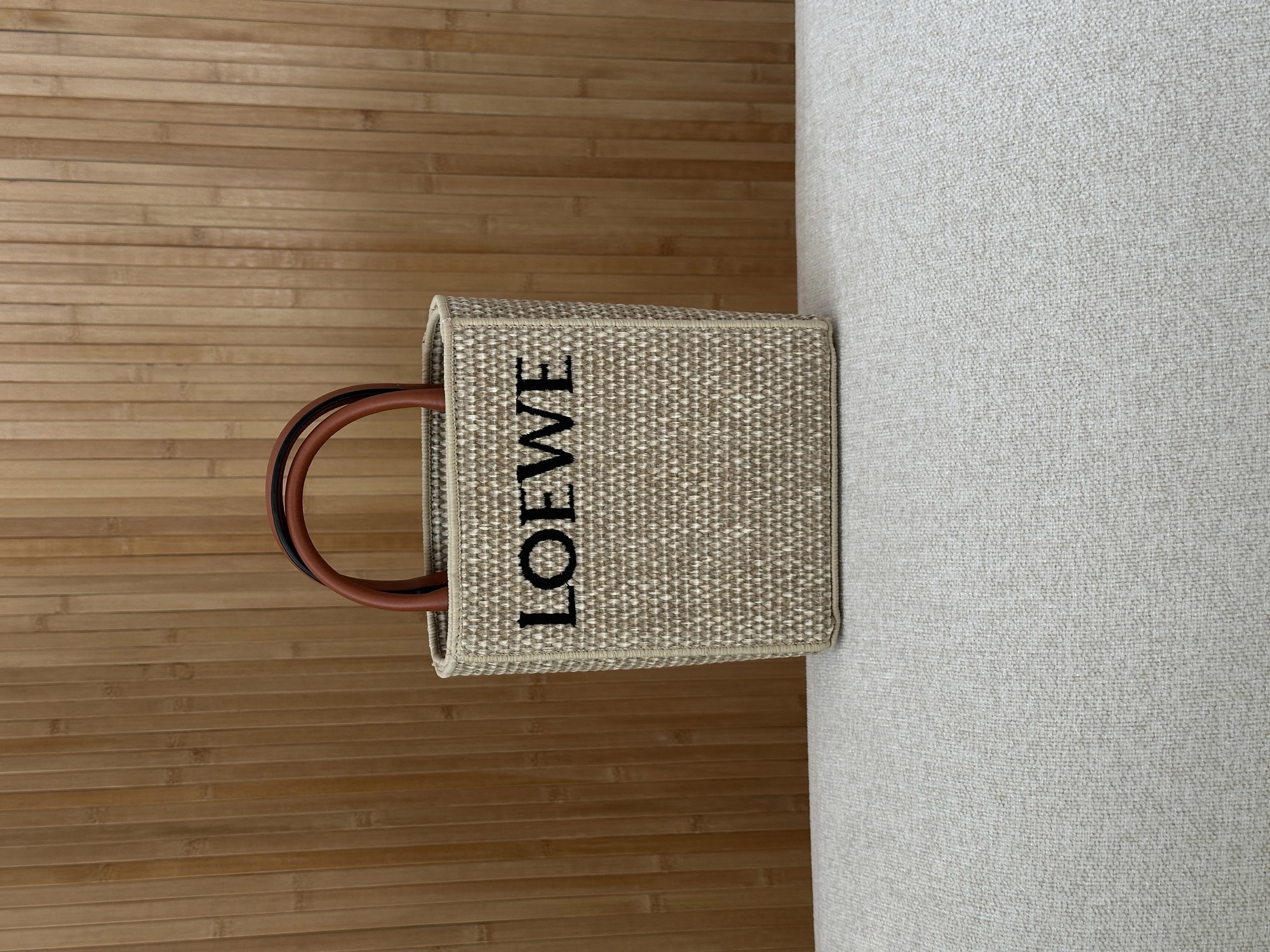 Loewe Leather-Trimmed Raffia Mini Tote Bag - 15