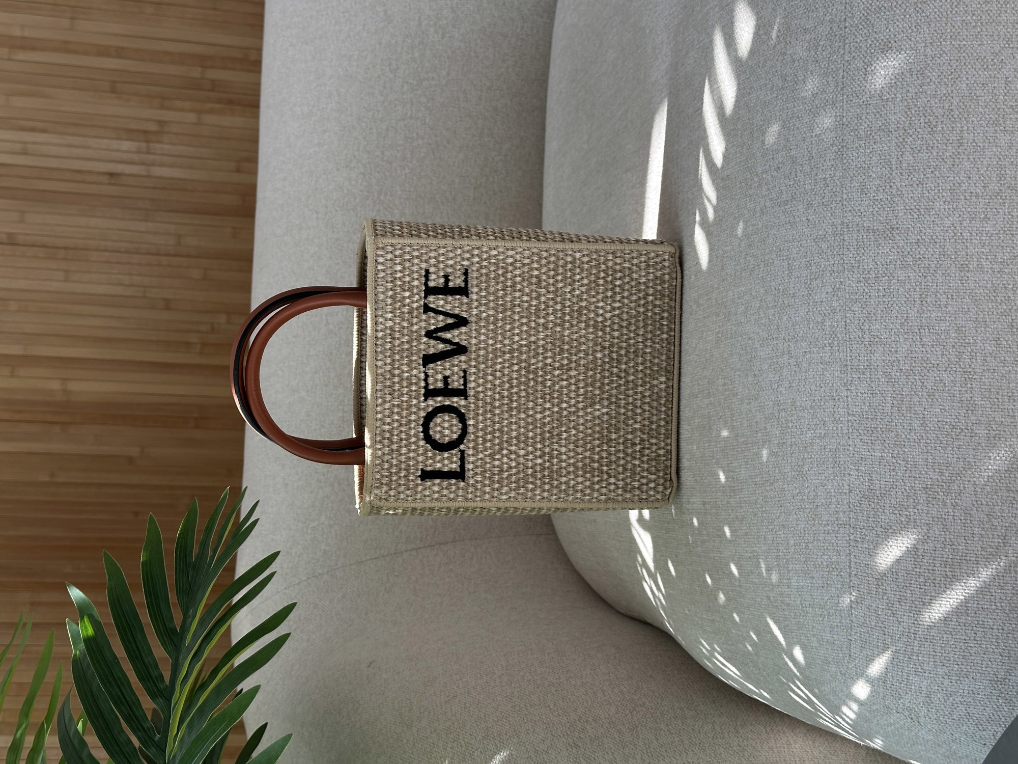 Loewe Leather-Trimmed Raffia Mini Tote Bag - 13