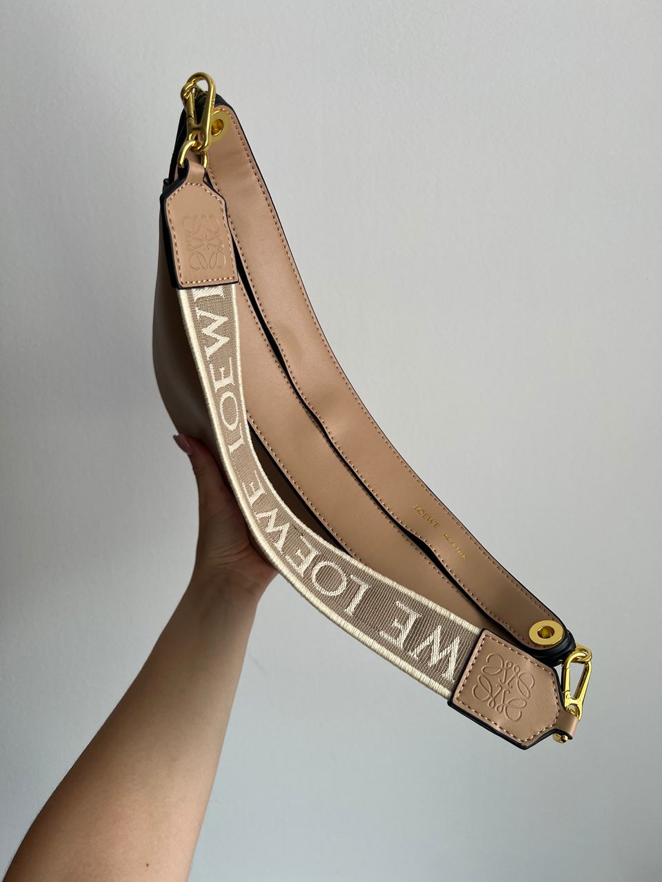 Loewe Luna Leather Shoulder Bag in Beige - 6